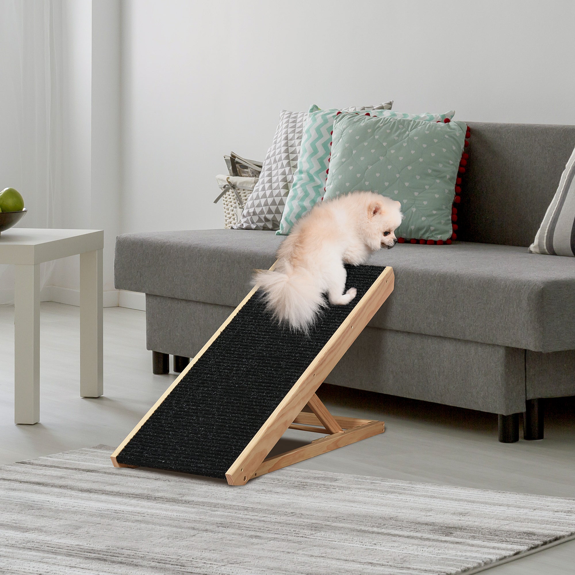 Elevated Dog Ramp for Bed, Foldable and Height Adjustable Pet Ramp for Cats with Non-Slip Finish, Pine 35.5" L x 16" W x 24" H, Black - Black - Image 2