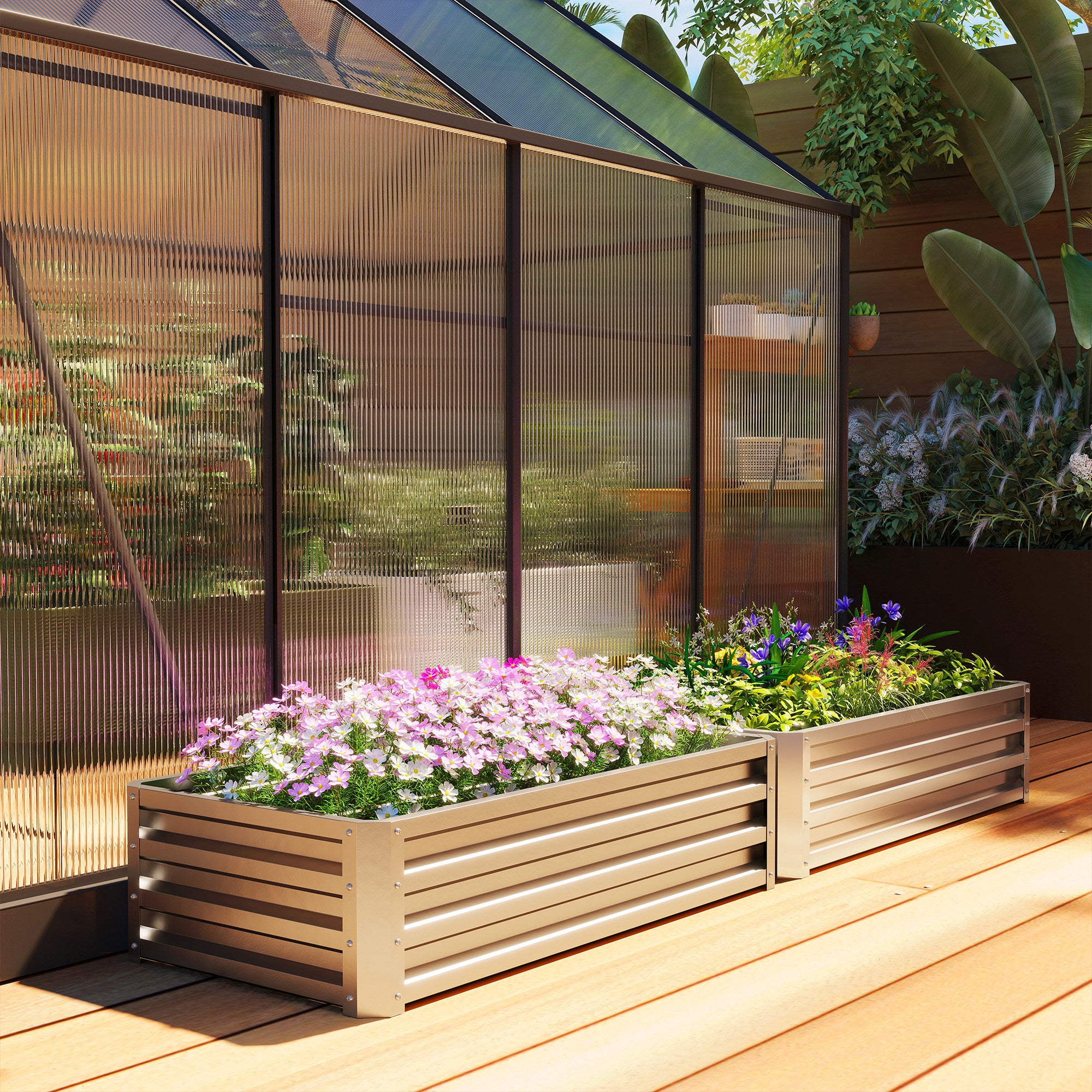 Galvanized Raised Garden Bed, 4' x 2' x 1' Metal Planter Box, for Growing Vegetables, Flowers, Herbs, Succulents, Silver - Silver - Image 8