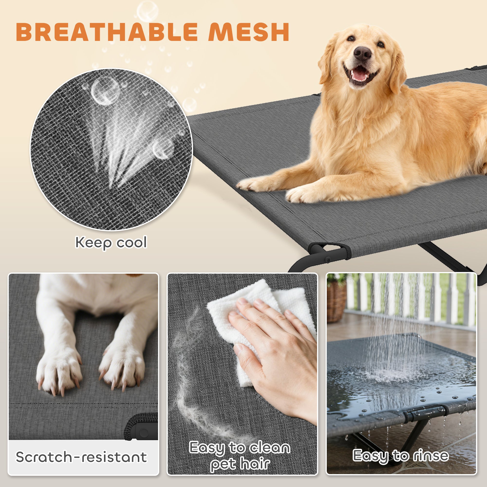 Elevated Dog Bed for Large Breeds Gray 60"L - Gray - Image 5