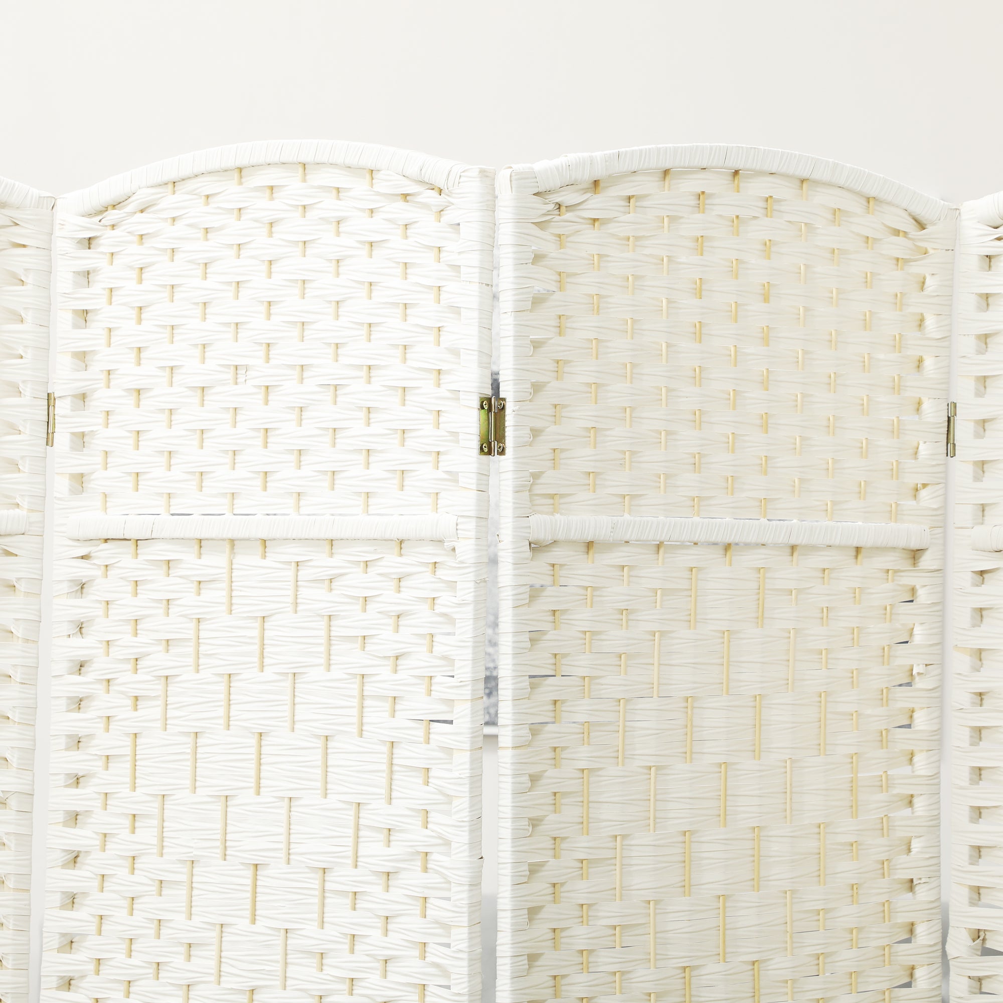 Folding Room Divider Screen 6 Panel 6' Tall Privacy Screen Freestanding Wood Partition for Home Office, White