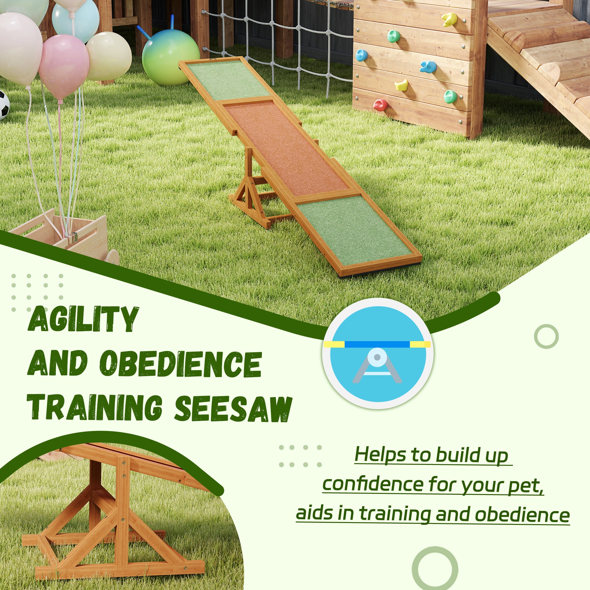 Wooden Dog Agility Seesaw for Training and Exercise, Weather Resistant, 83" L x 16" W x 14" H, Orange - Orange - Image 7