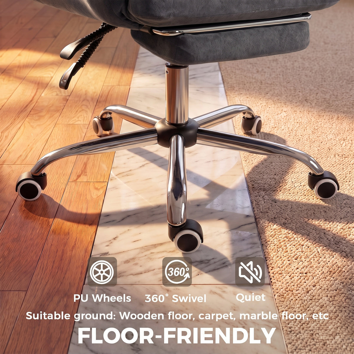 Criss Cross Office Chair with Flip-Up Armrests, Wide Seat, Reclining Cross Legged Desk Chair with Footrest, Dark Gray