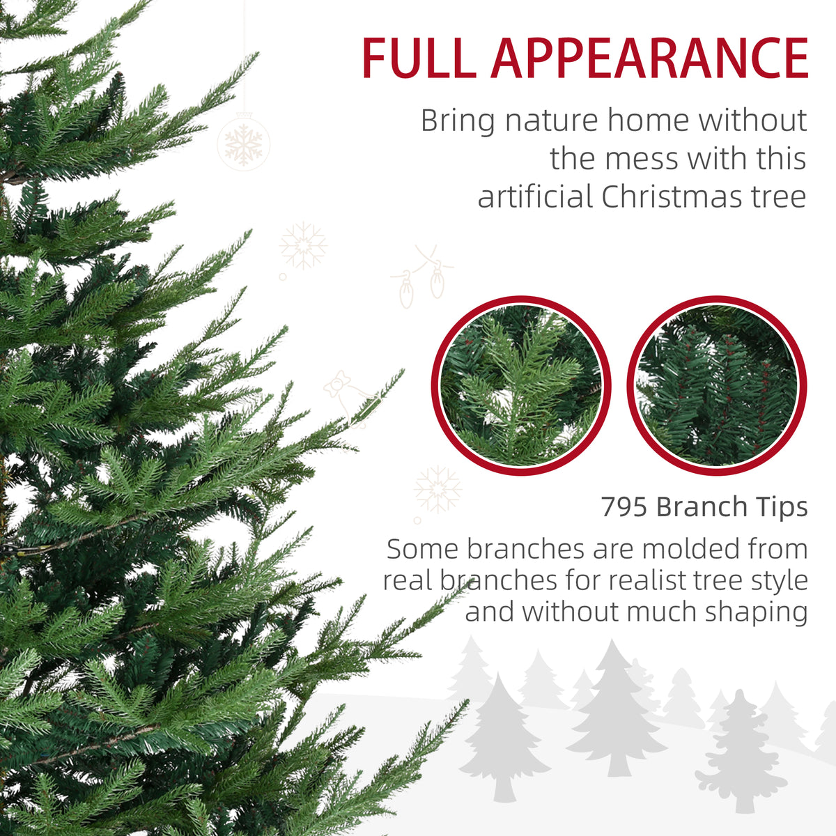 6 Foot Artificial Christmas Tree, Nordic Pine Hinged Xmas Tree with 795 Realistic Branches, Wide Steel Base, Auto Open, Green
