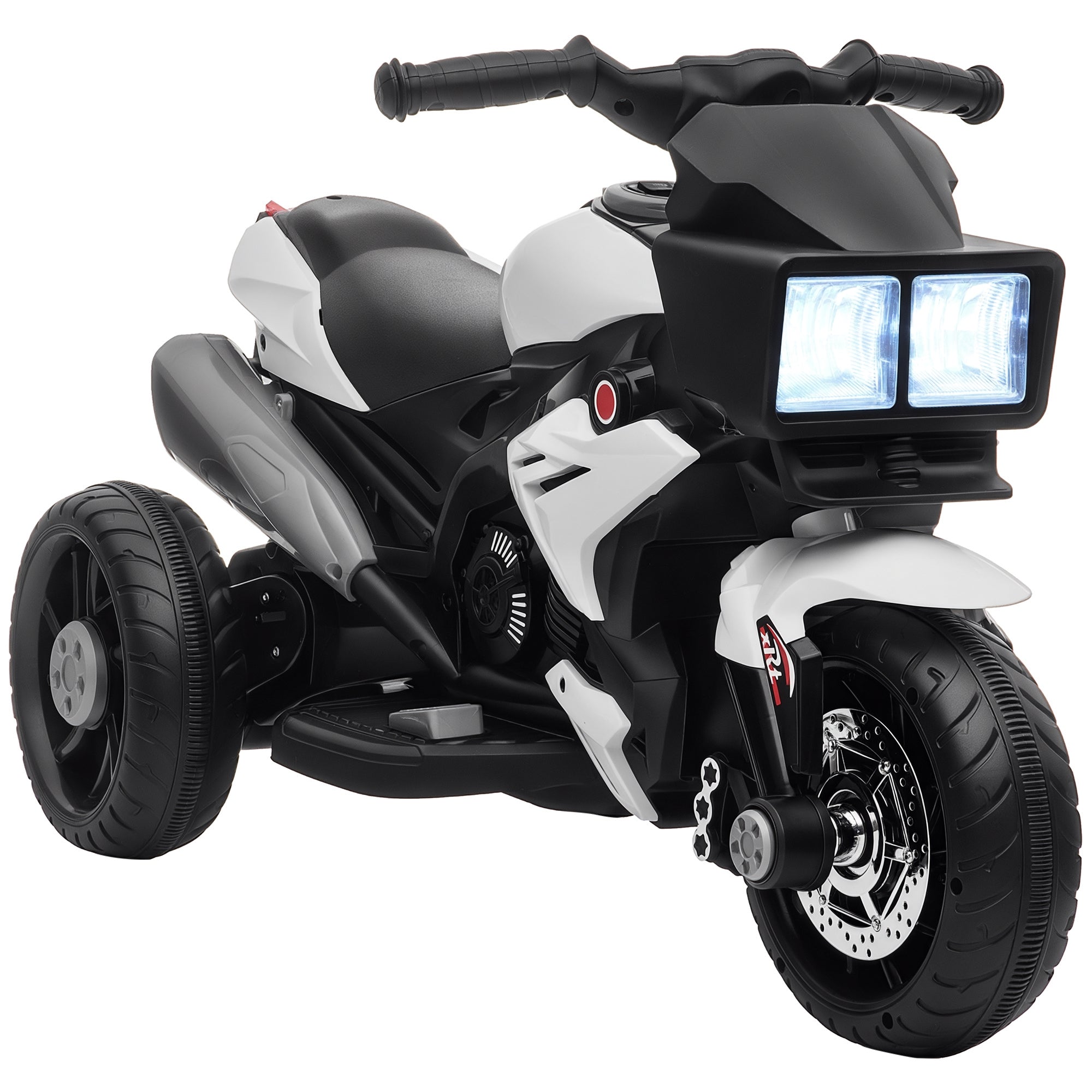 6V Kids Motorcycle Toddler Ride-on Toy, High-Traction Battery-Operated Mini Electric Motorbike with Forward/Reverse Switch, Music, Headlights, Horn, White