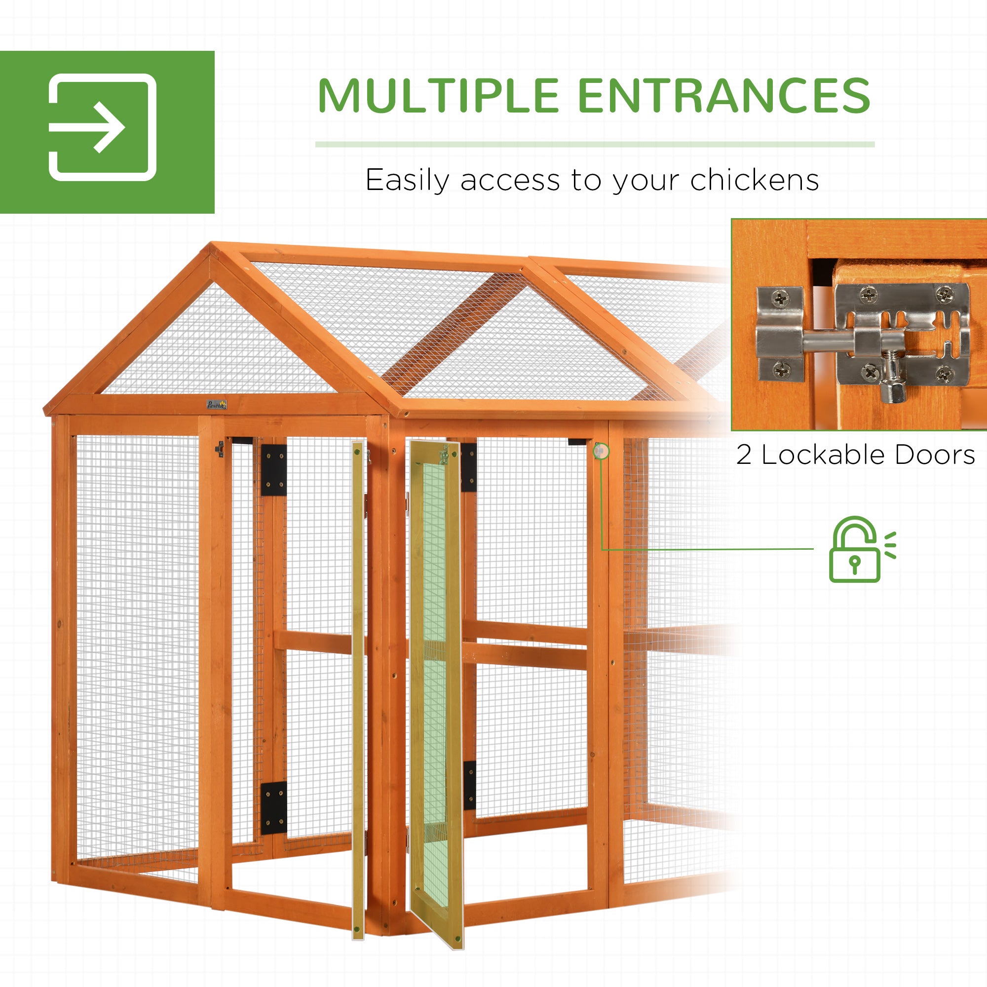 Wooden Chicken Run, Combinable Design with Perches, 4.6' x 2.8', Orange - Orange - Image 5