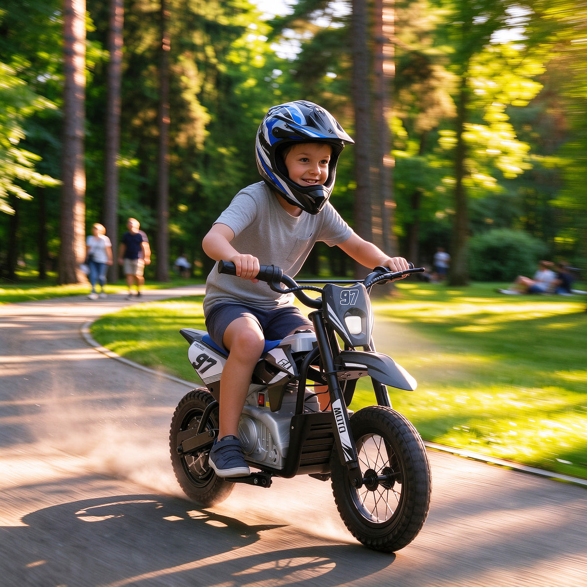 36V Electric Dirt Bike for Kids with Brushless Motor, Up to 9.9 MPH, Inflatable Tires and Rear Suspension, Black