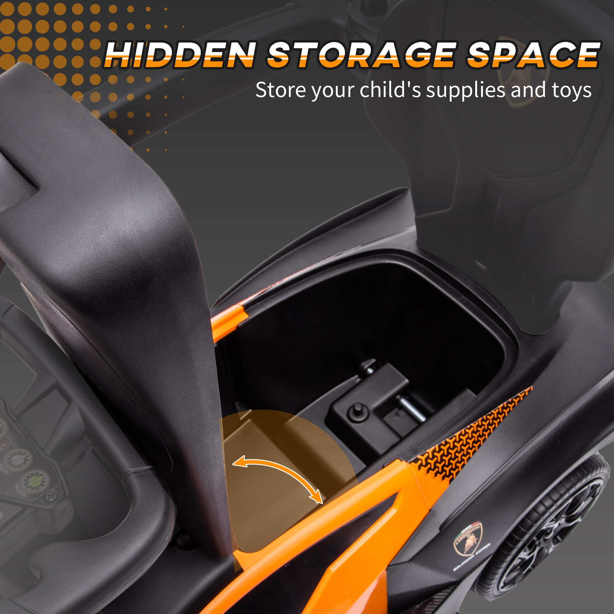 2-in-1 Ride On Push Car for Toddlers 1-3, Licensed Lamborghini Stroller Sliding Car, Push-Along with Under Seat Storage Horn Engine Sound and Steering Wheel, Manual, Orange
