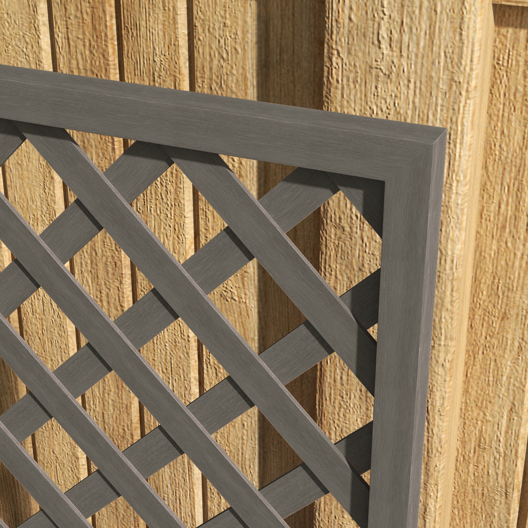 Trellis Planter Box for Climbing Plants, Raised Garden Bed w/ Trellis Lattice for Outdoor Garden, Deck, Backyard, Gray - Dark Gray - Image 8