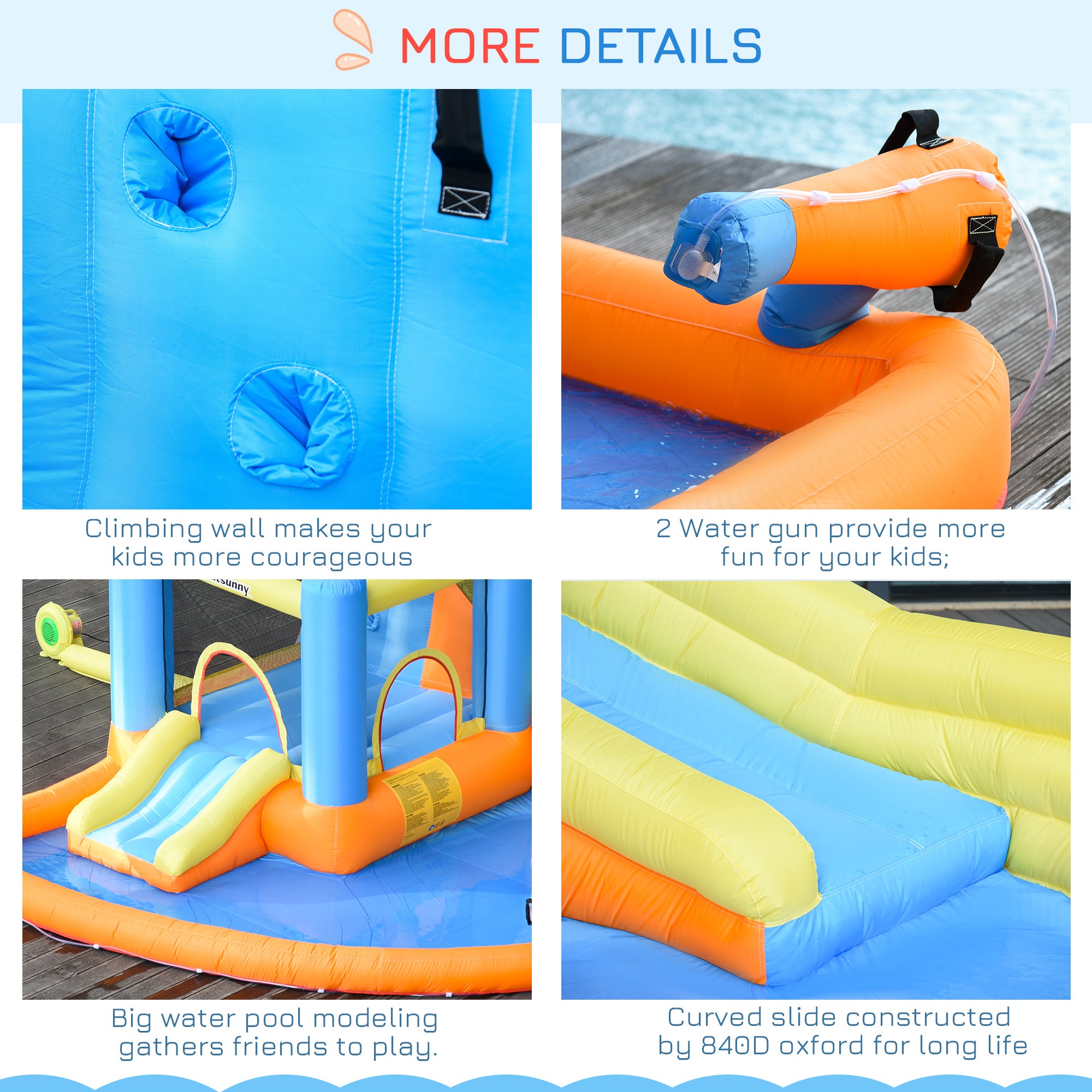 5-in-1 Kids Inflatable Bounce House Jumping Castle with Water Pool, Slide, Climbing Walls & 2 Water Guns