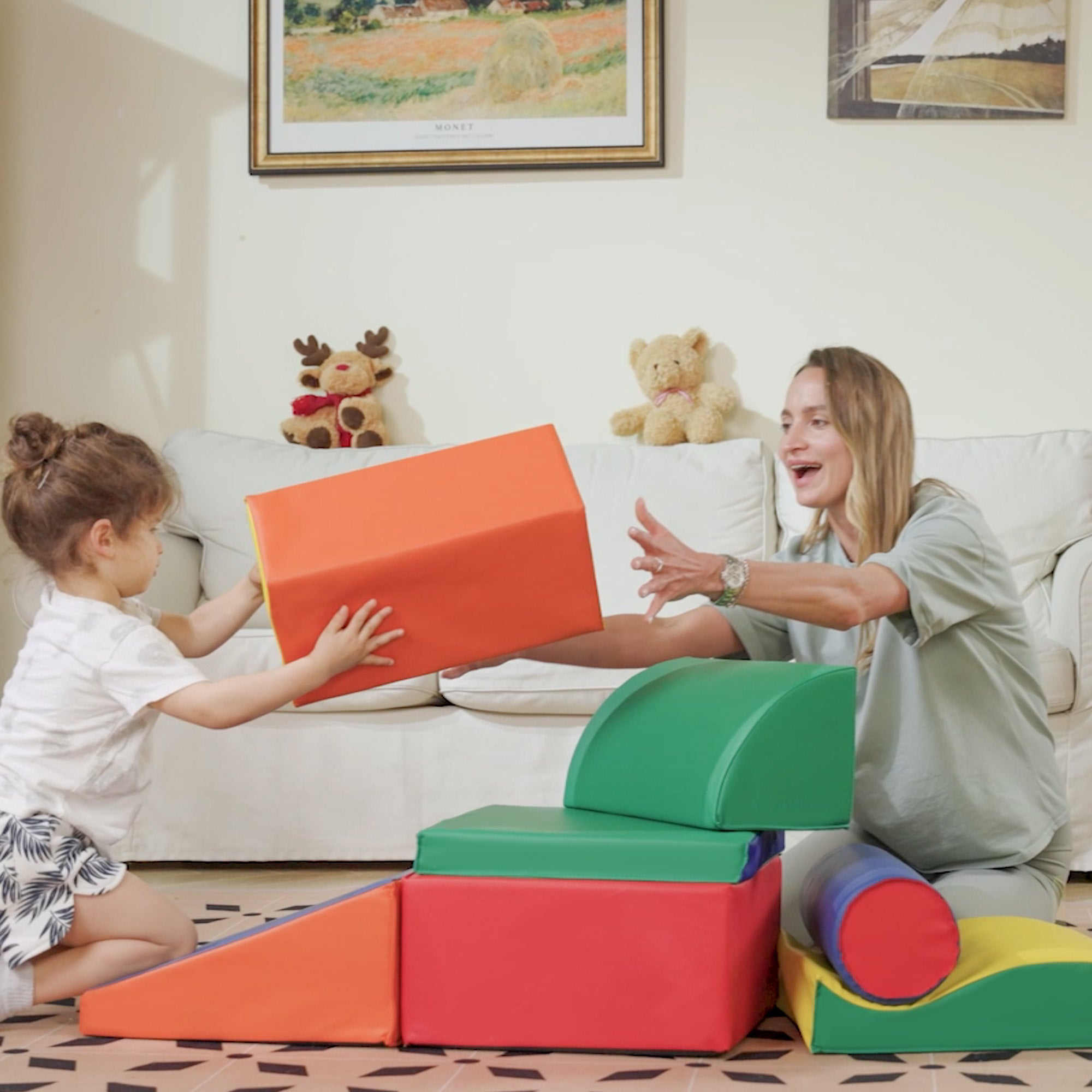7 Piece PU Leather Soft Play Climbing for Toddlers, Baby Colorful Soft Play Gym Toys Indoor, Modular Crawling & Climbing Play Set for 1-3 Years Multi-color