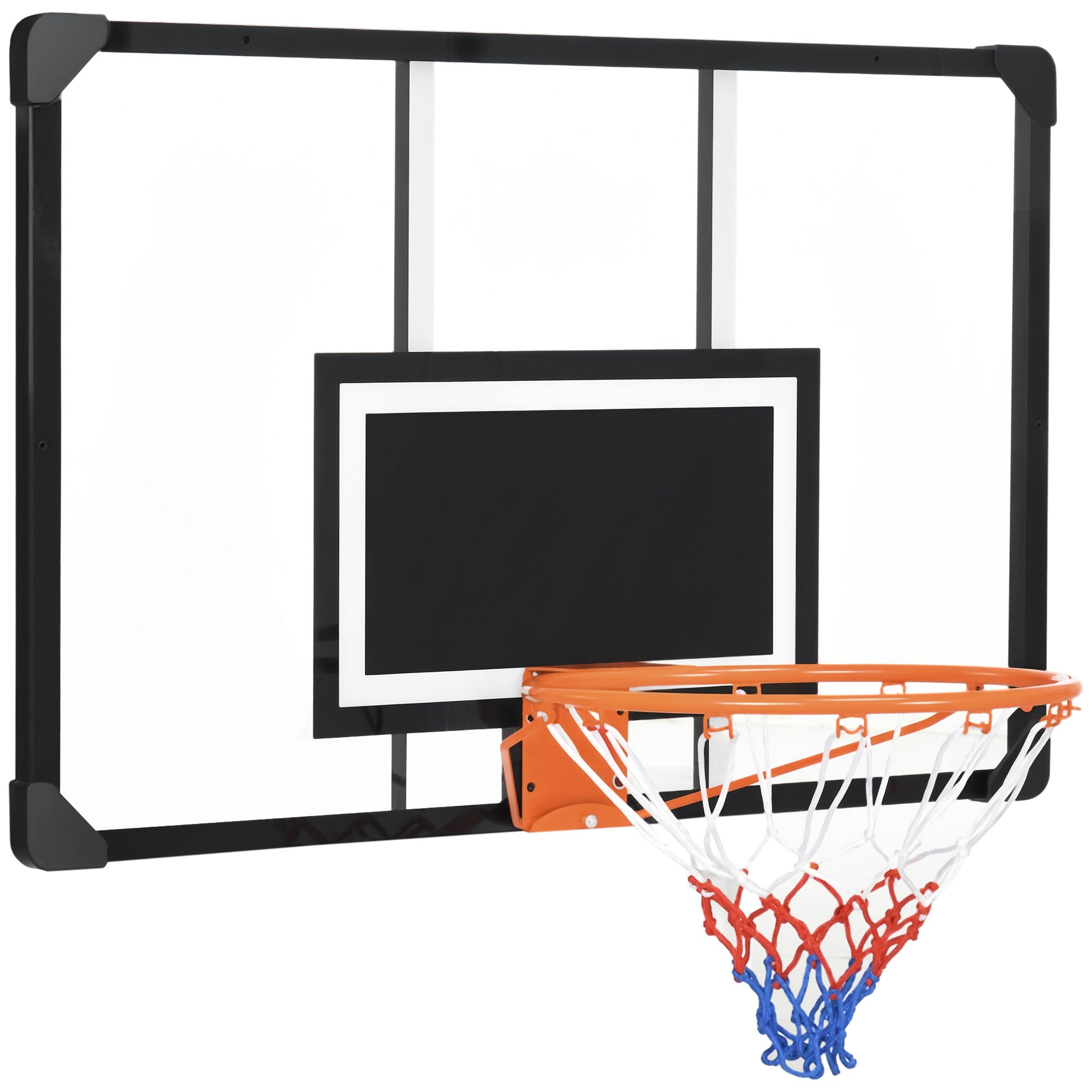 Wall Mounted Basketball Hoop with Shatter Proof Backboard, Durable Rim and All-Weather Net for Indoor and Outdoor Use