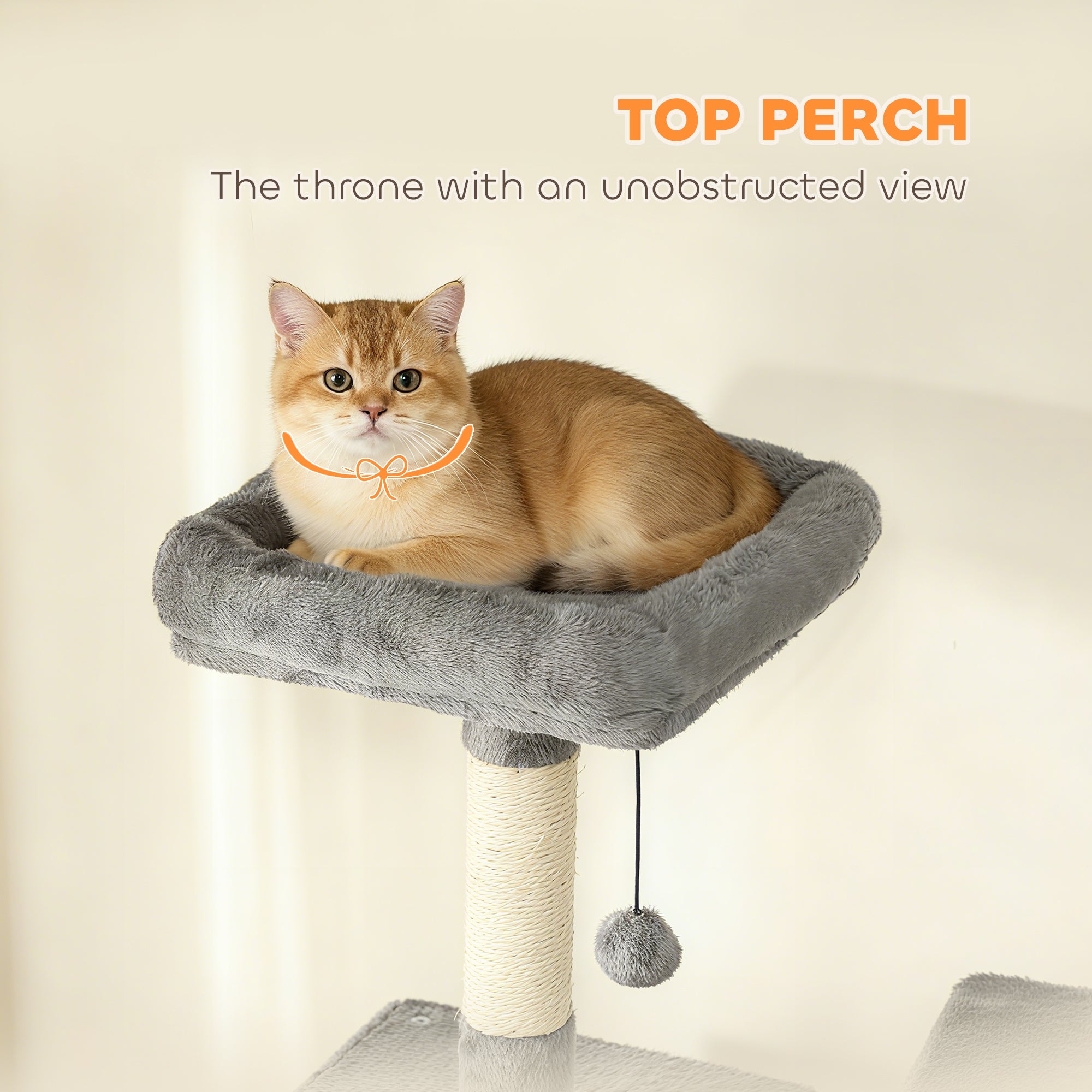 Multi-Level Cat Tower, 80" Tall Cat Tree, with 2 Condos, 2 Hammocks, 6 Sisal Scratching Posts, Dark Gray - Dark Gray - Image 6