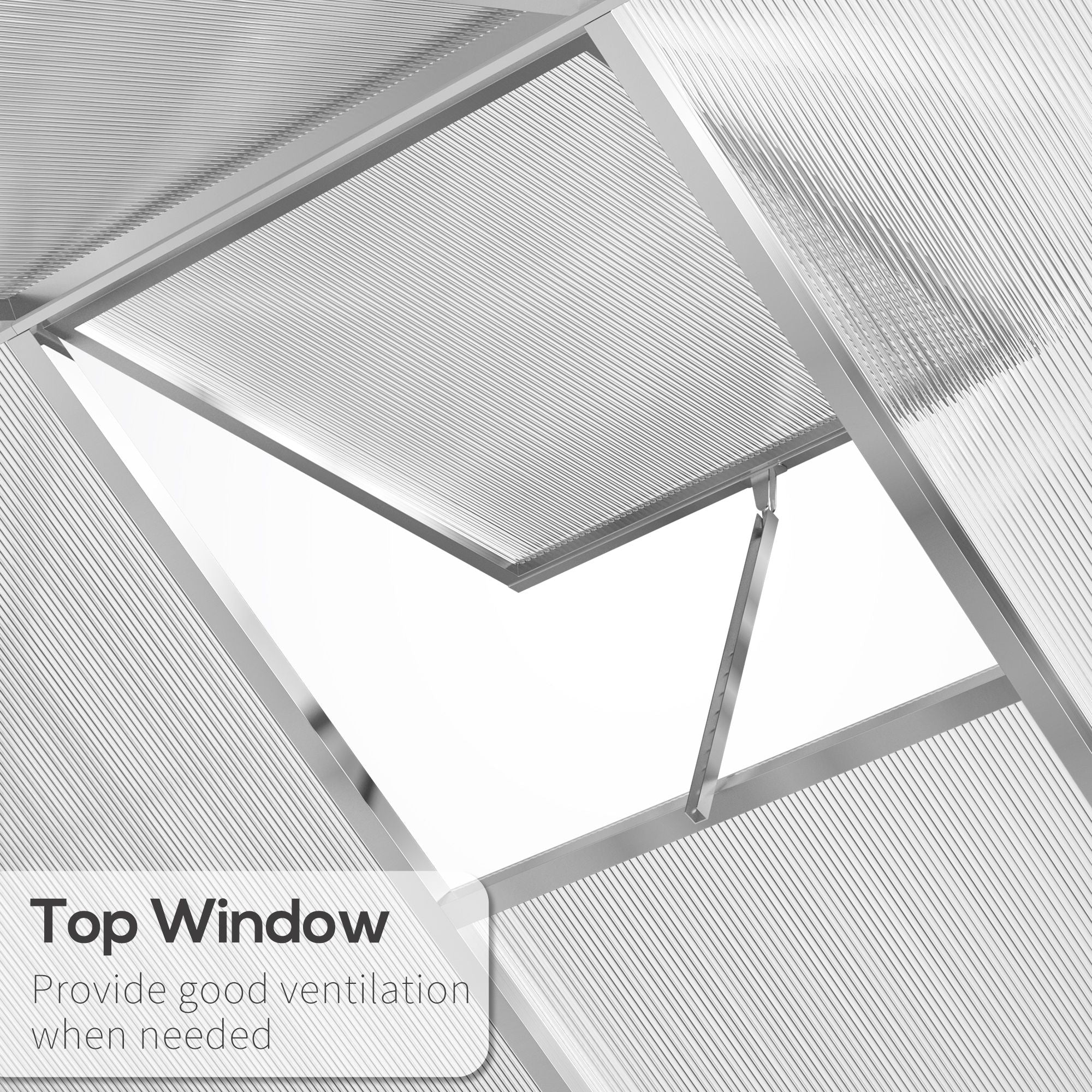 4' L x 6' W Walk-In Polycarbonate Greenhouse with Roof Vent,Greenhouse for Winter - Silver - Image 7