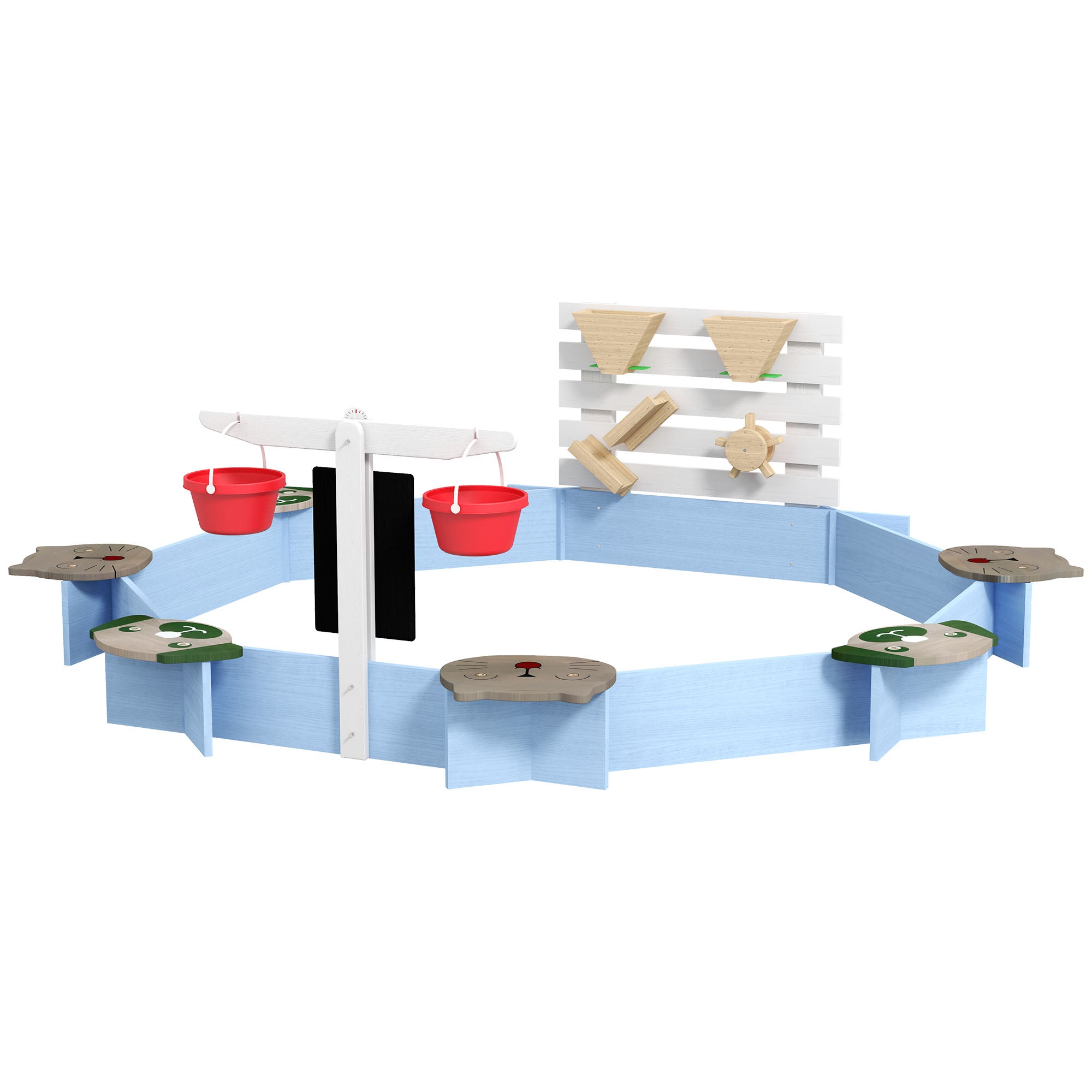 Wooden Sandbox for 3-7 Years, 85" x 85" x 25", Blue