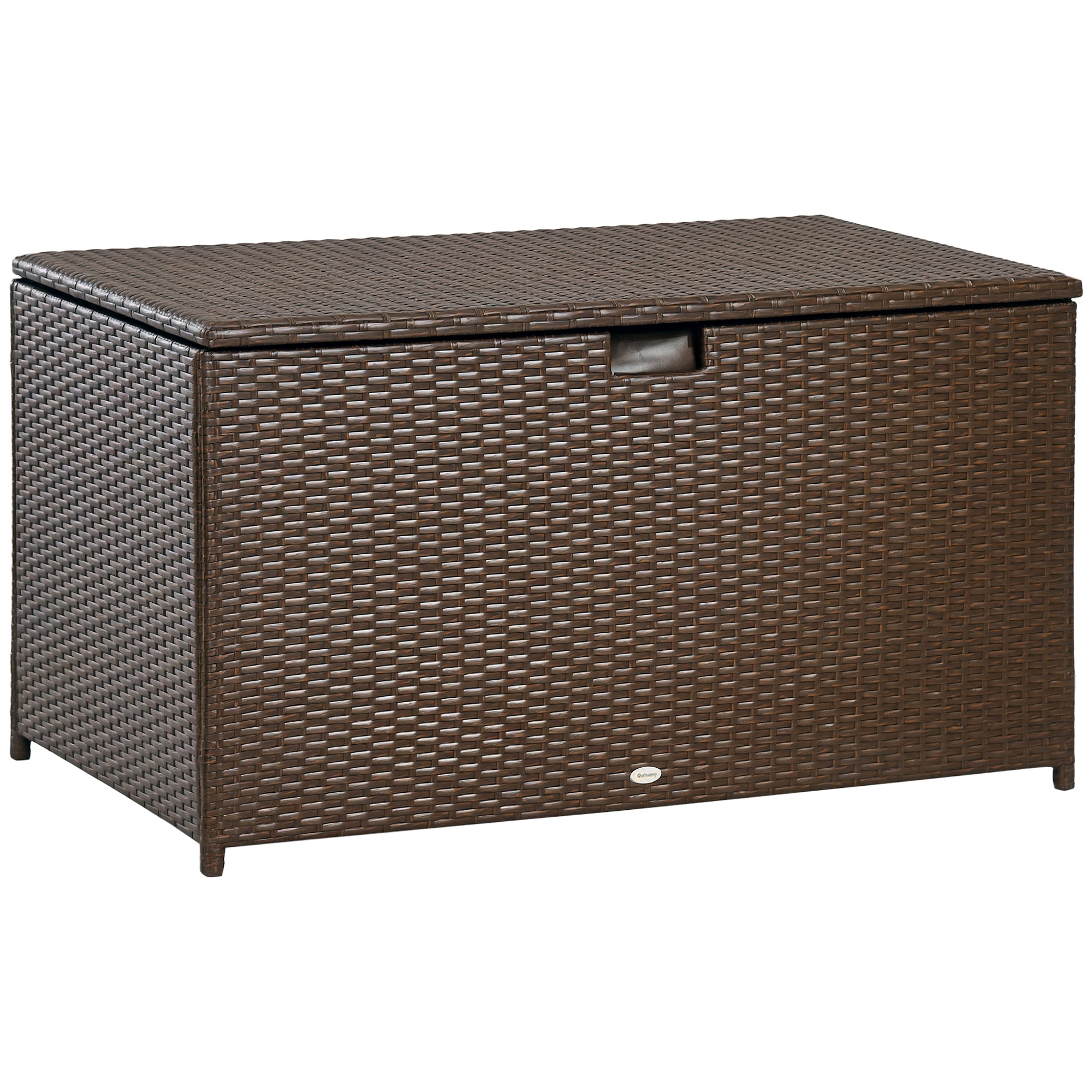 113 Gallon Outdoor Storage Box, Rattan Deck Box for Indoor, Patio Furniture Cushions, Pool Garden Tools, Brown - Brown