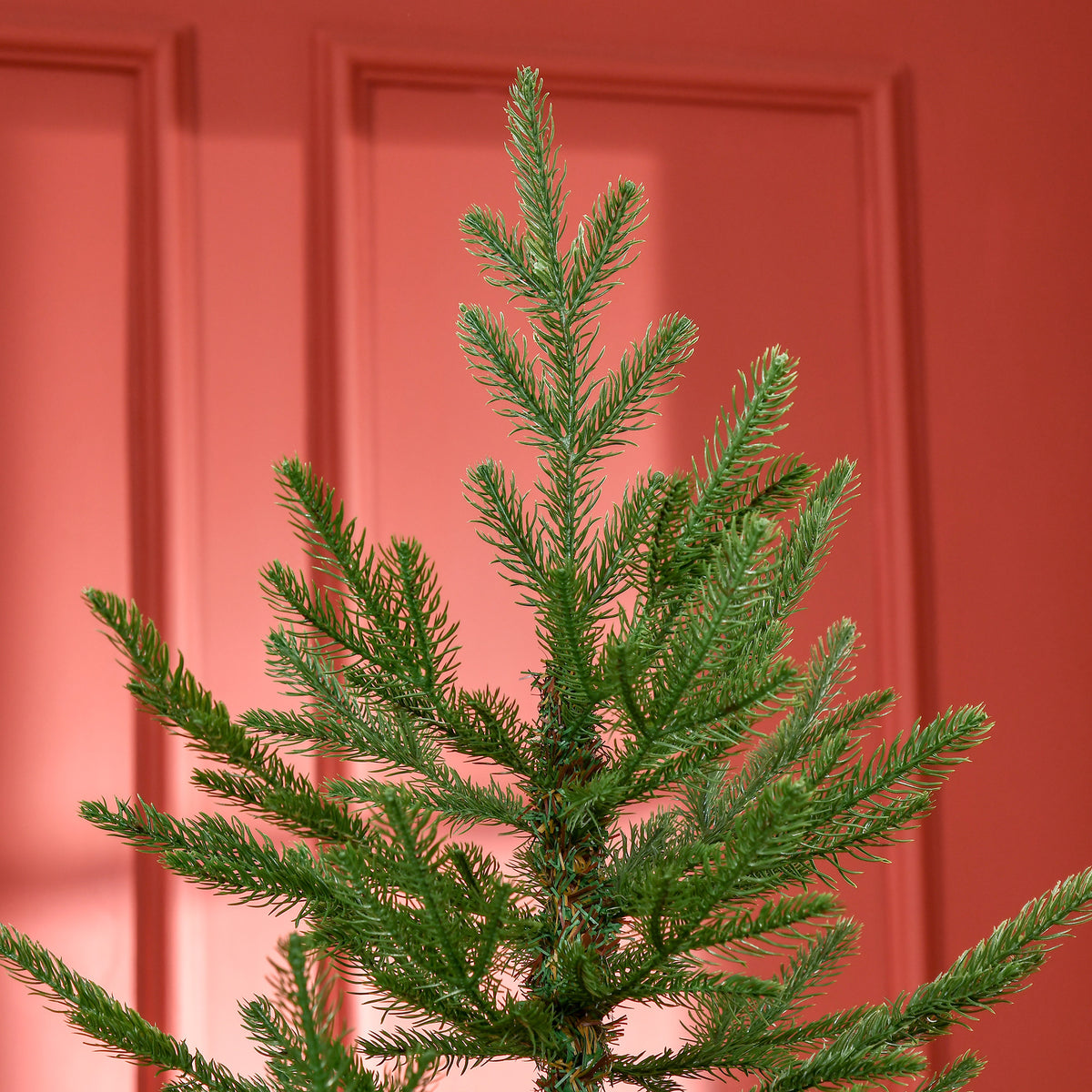 6 Foot Artificial Christmas Tree, Nordic Pine Hinged Xmas Tree with 795 Realistic Branches, Wide Steel Base, Auto Open, Green