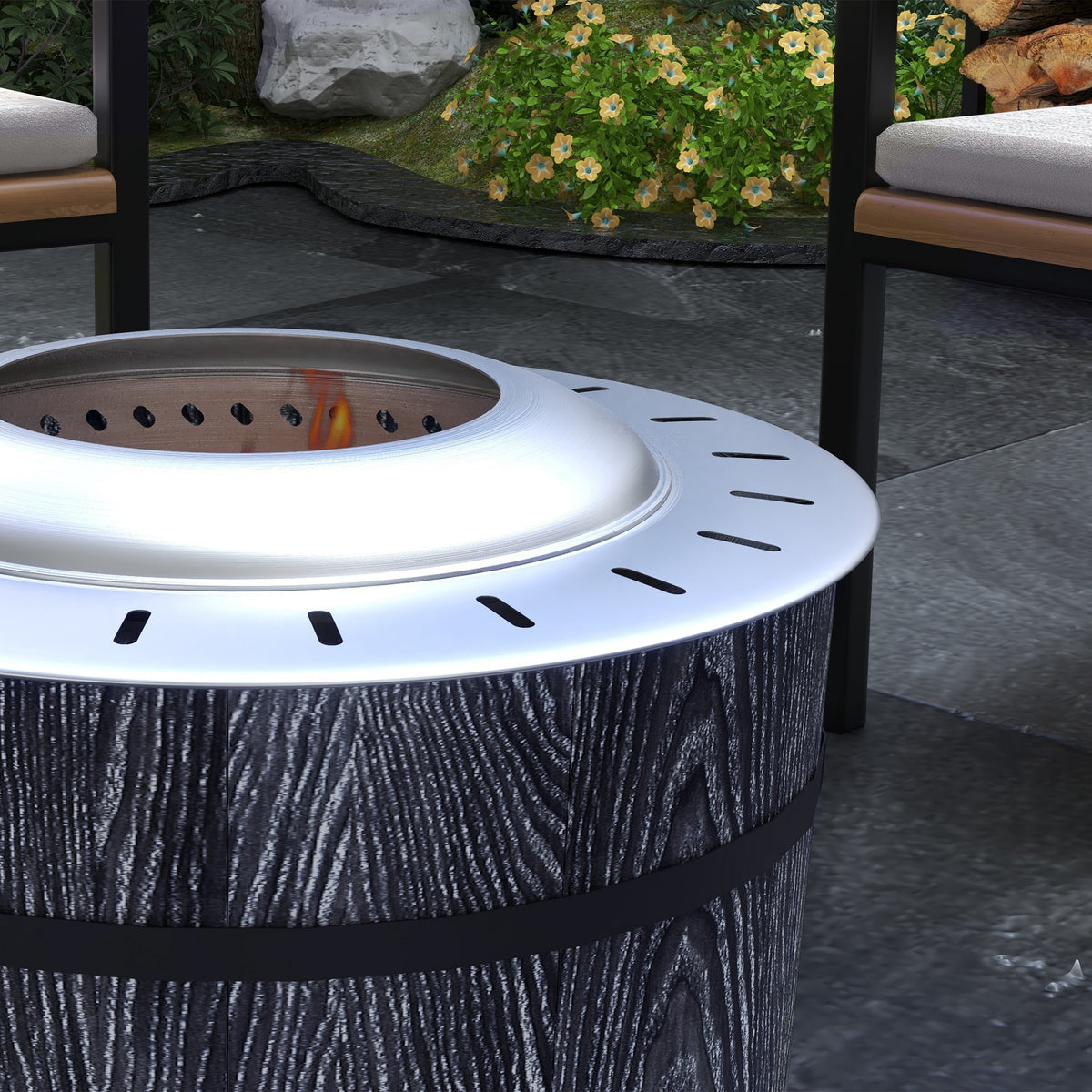 Smokeless Fire Pit, Portable Camping Bonfire Stove with Mat for Backyard, Patio, Picnic, Magnesium Oxide, Black