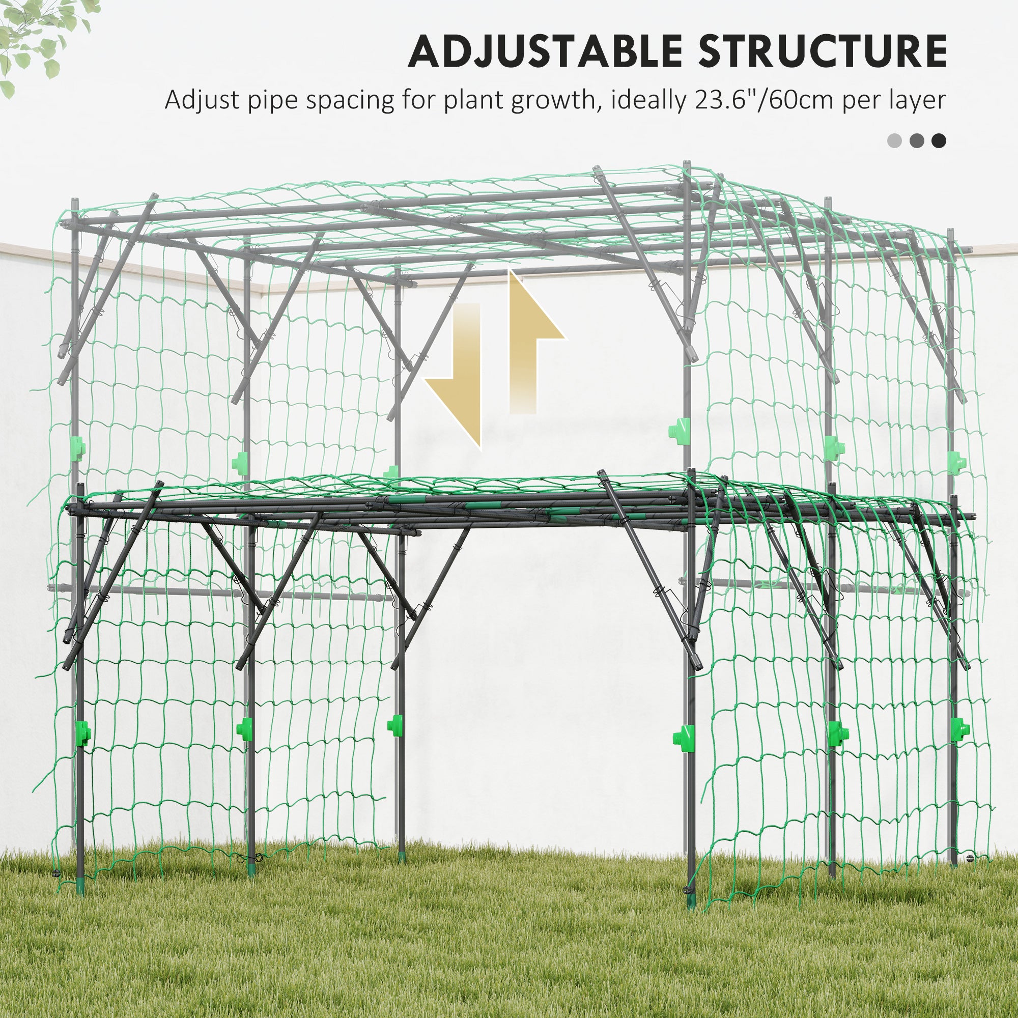Garden Arch Trellis, 7.3 FT Tall Metal Plant Trellis Support with Climbing Net, Cucumber Trellis for Vegetables, Black - Black - Image 5