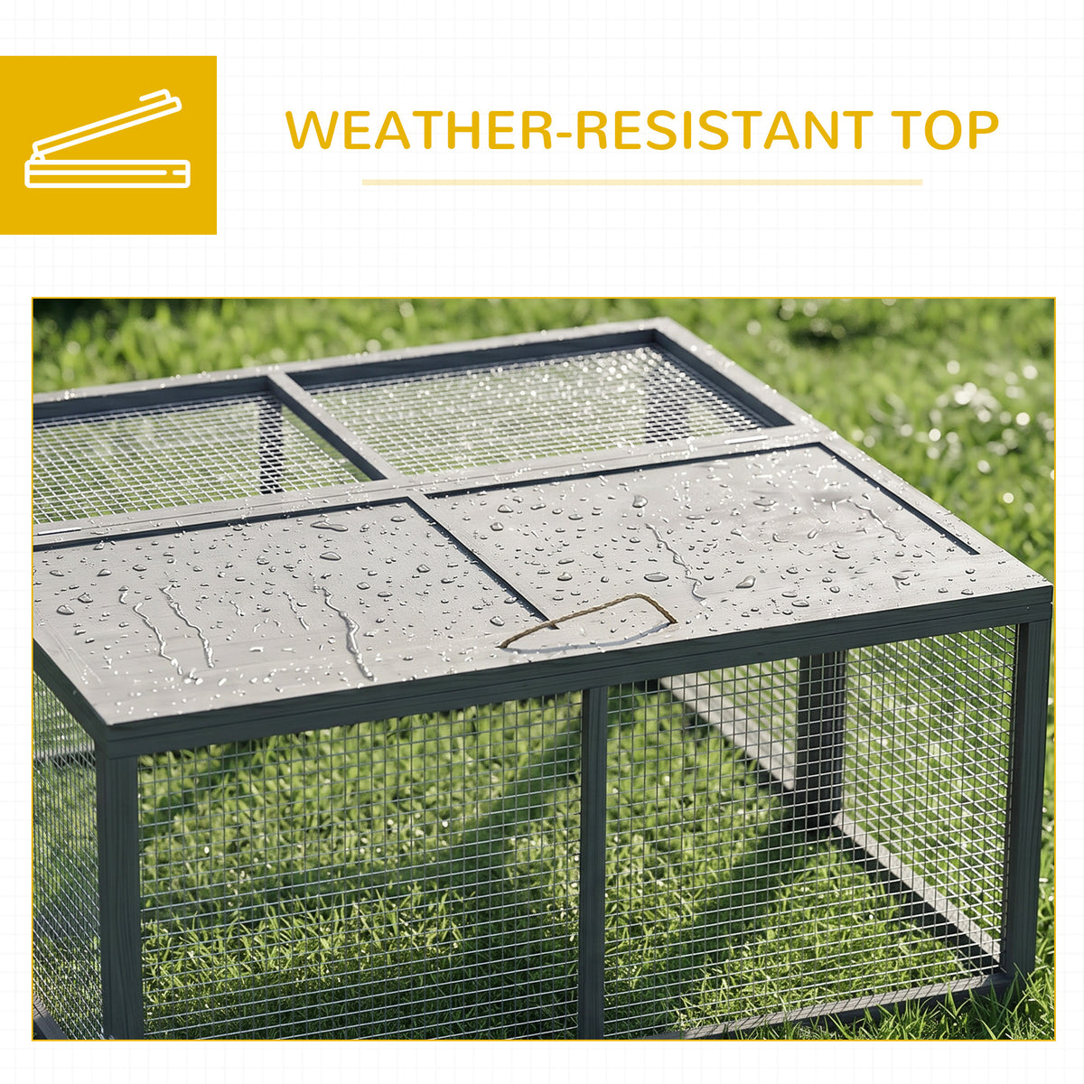 Wooden Folding Rabbit Hutch, for 2-3 Rabbits - Gray