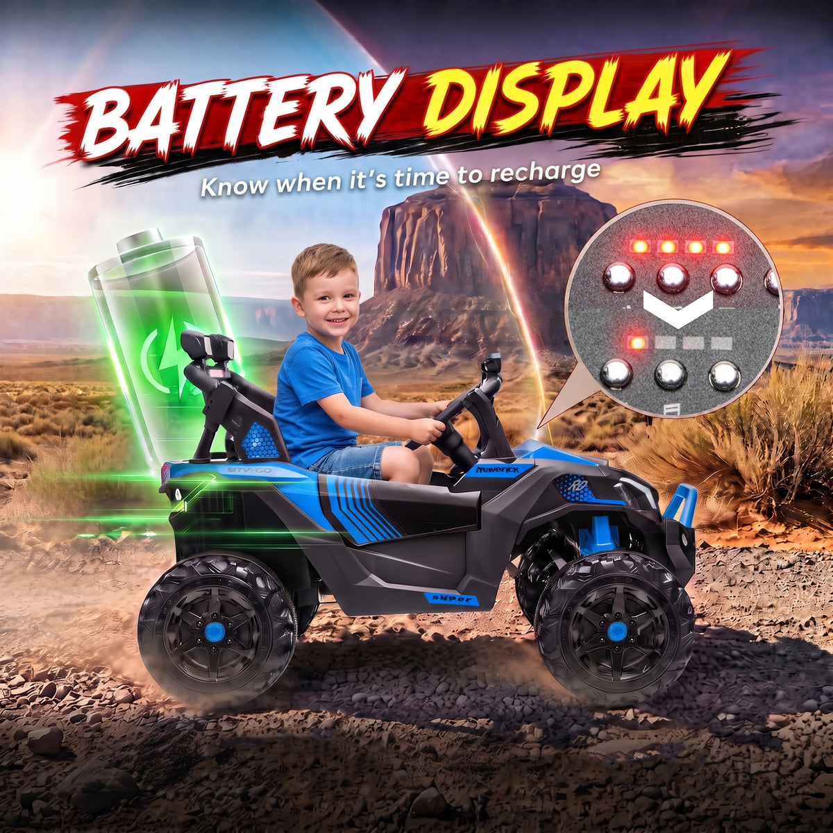 24V 2 Seater Ride On Truck Car for Big Kids with Remote Control, Dual Motors, 4-Wheel Suspension for Ages 3-8, Blue