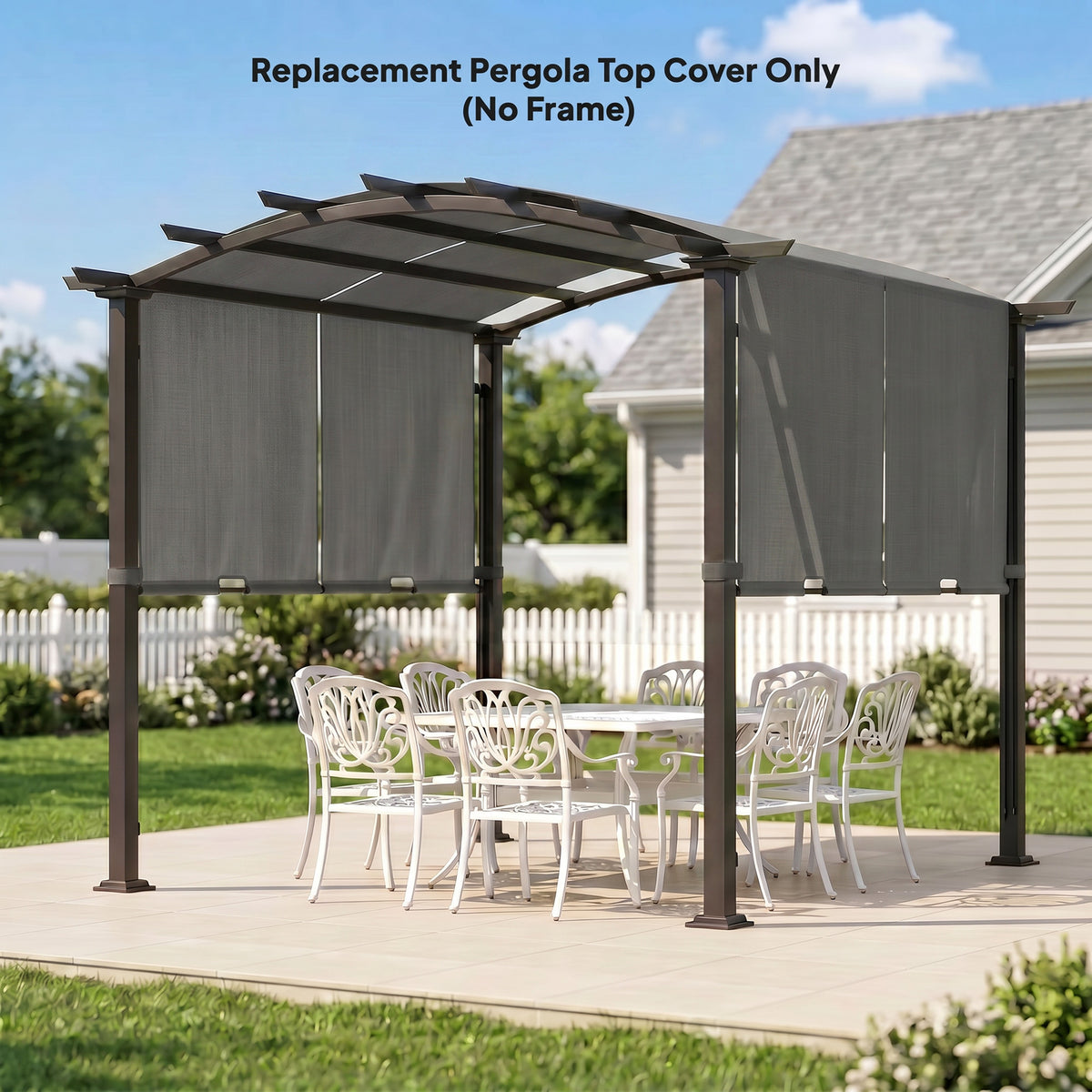 2 Pcs Pergola Replacement Canopy, UV Protection Pergola Shade Cover, Easy to Install, for 10 x 10ft Pergola, Dark Gray