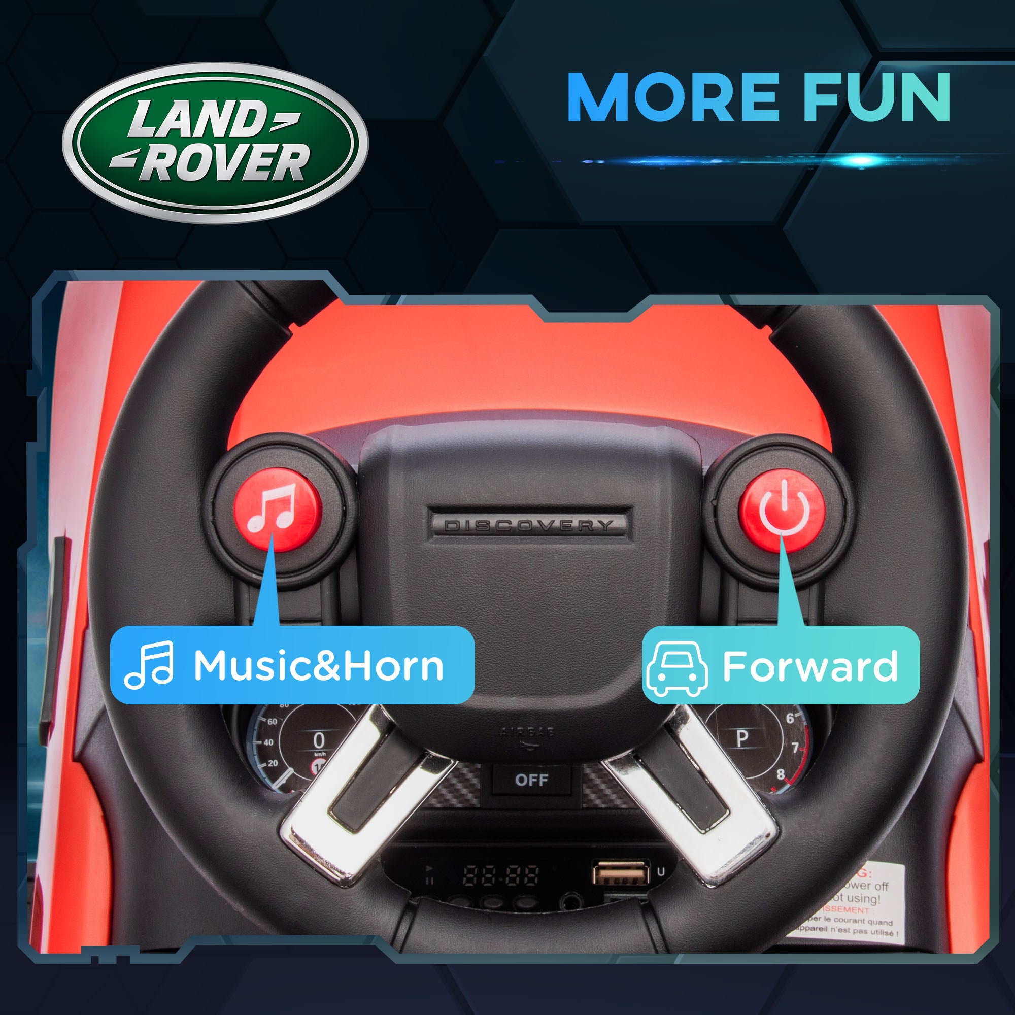 2 in 1 Land Rover Licensed 6V Ride on Car Sliding Car Battery Powered Electric Car w/ Headlights Music Horn, Red