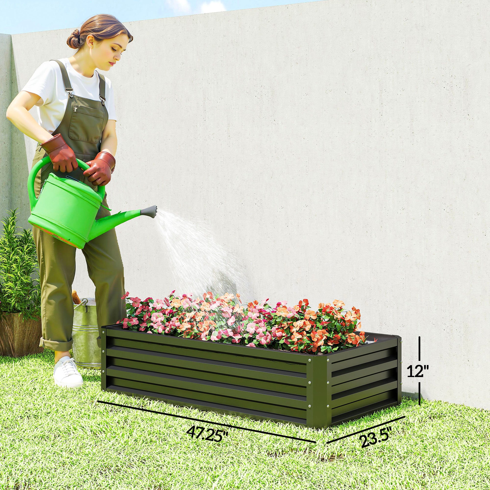 Galvanized Raised Garden Bed, 4' x 2' x 1' Metal Planter Box, for Growing Vegetables, Flowers, Herbs, Succulents, Gray - Gray - Image 3