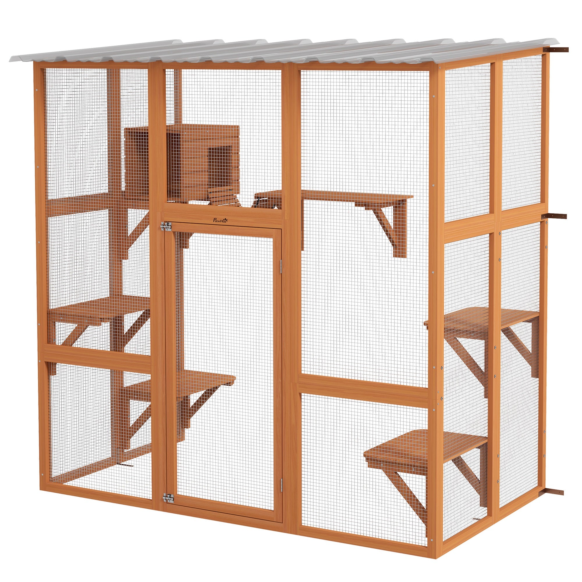 Catio Cat Window Box Outside Enclosure with Bridge Platforms - Orange