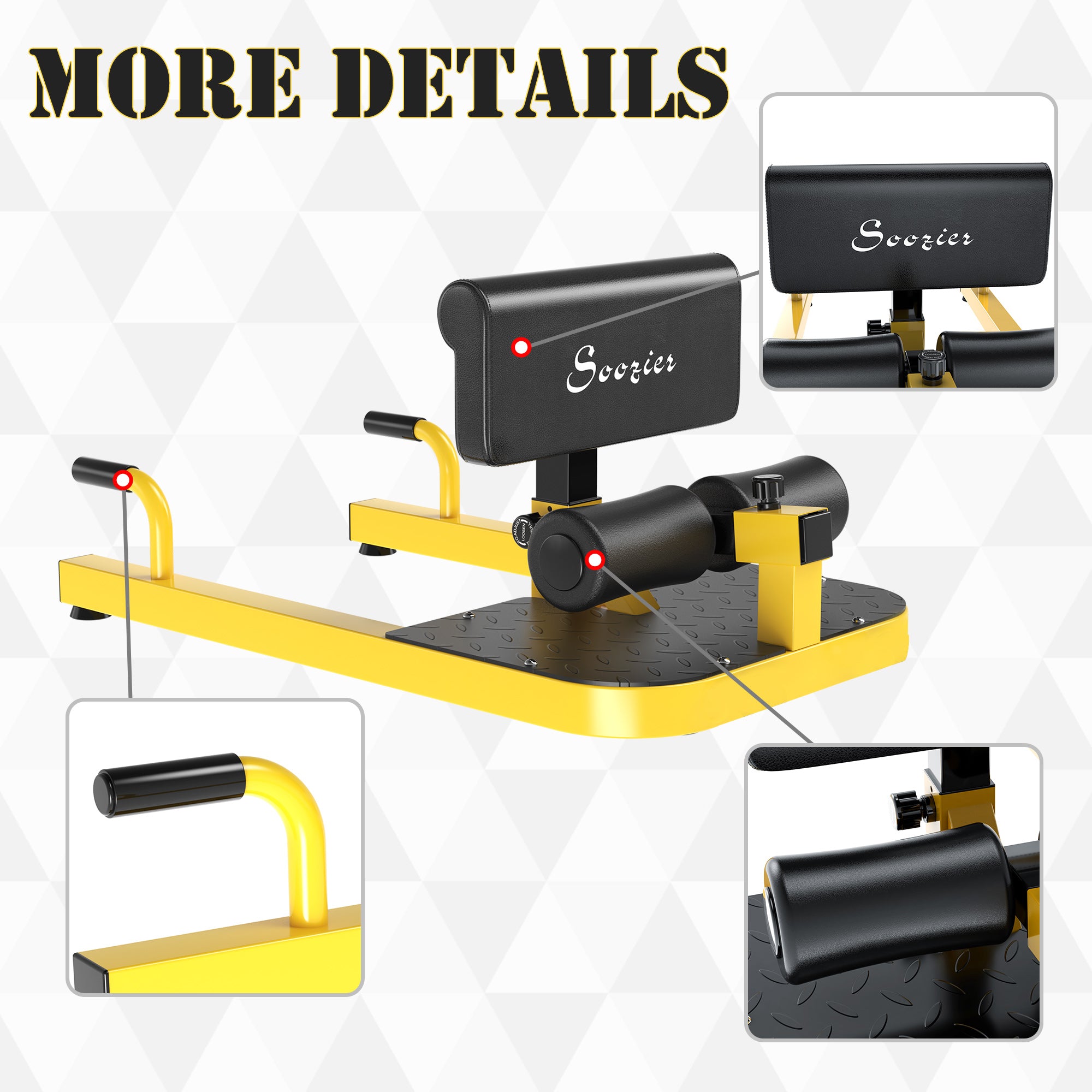 3-in-1 Padded Push Up Sit Up Deep Sissy Squat Machine Home Gym Fitness Equipment, Yellow