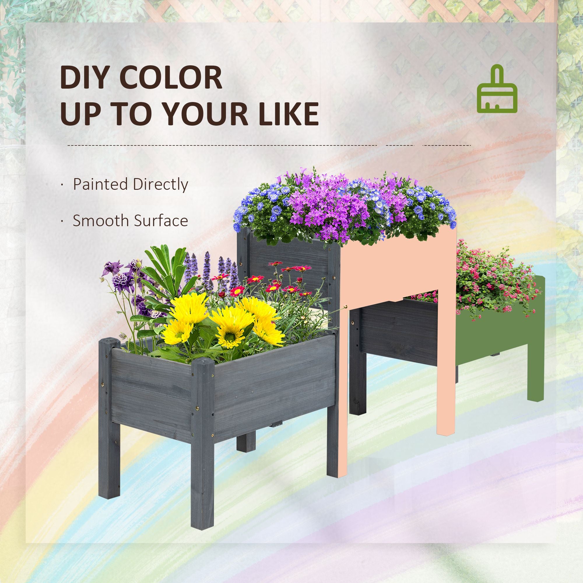 3 Tier Raised Garden Bed Freestanding Planter Box for Vegetables, Herb, Flowers - Grey - Image 4
