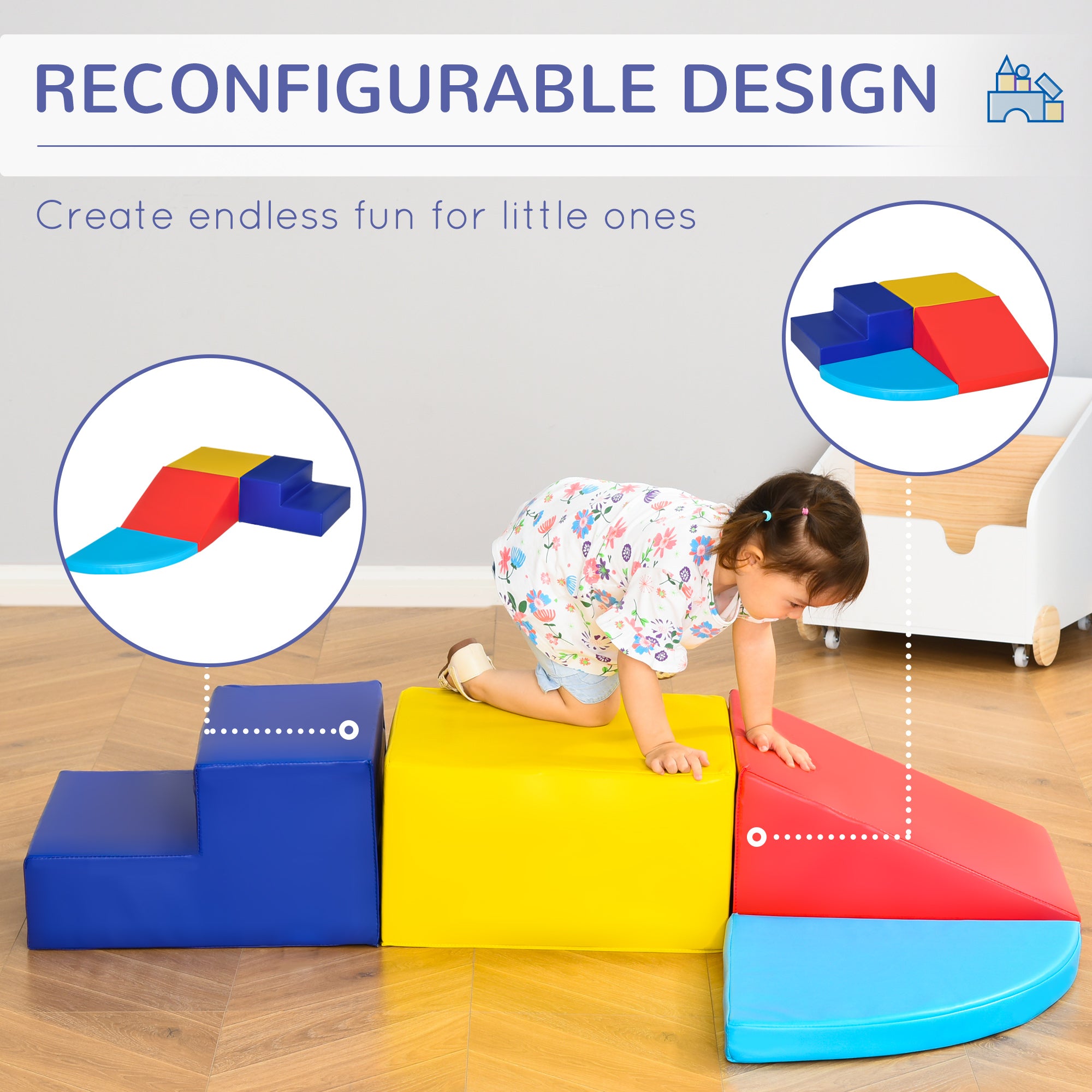 Foam Play Set for Toddlers and Children Crawling or Sliding, Multicolor