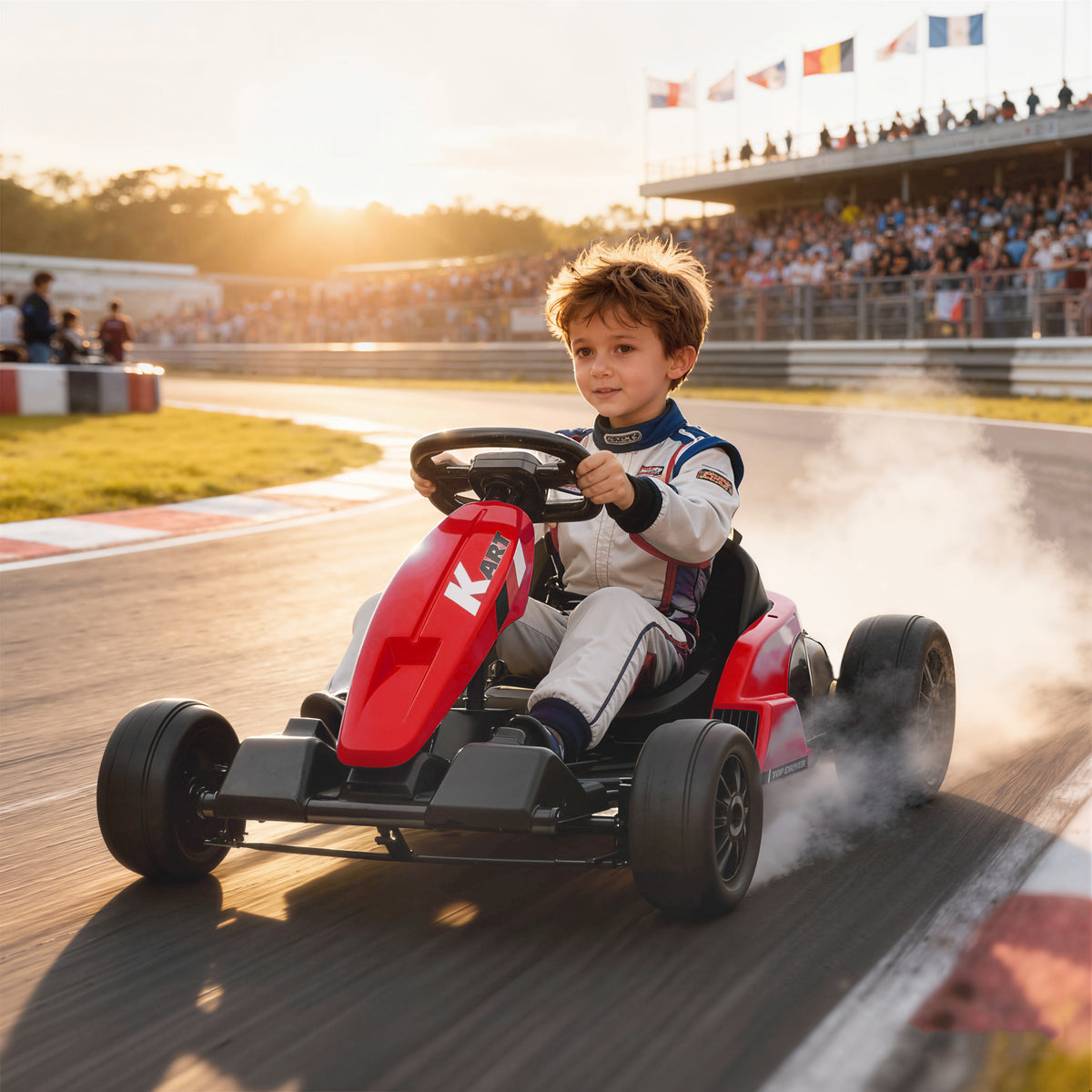 Qaba 24V Electric Go Kart with Dual 150W Motors, Adjustable Seat & 11.2MPH High Speed, Slow Start, 5-Point Harness, Red