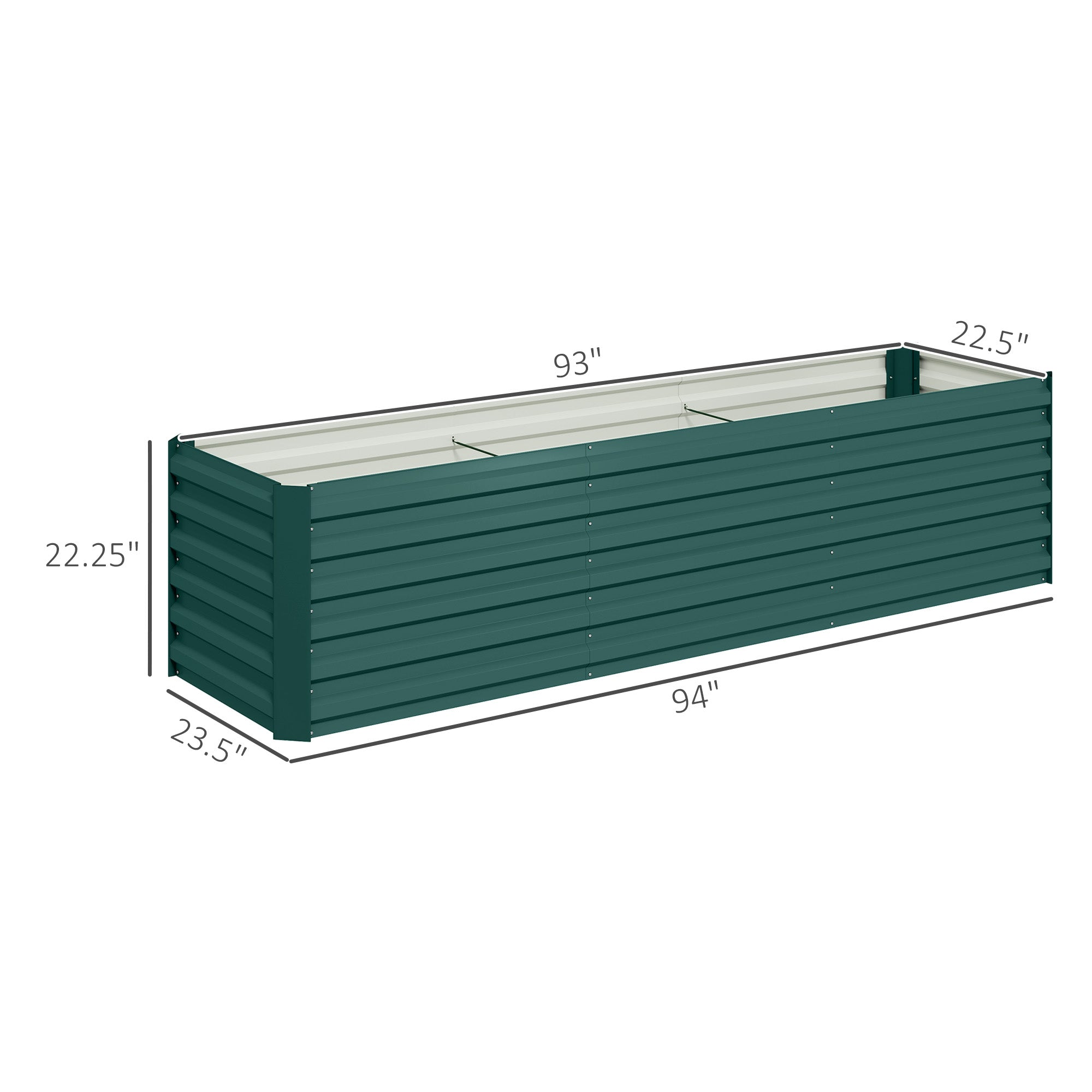 8x2x2ft Galvanized Raised Garden Bed Kit with Safety Edging for Flowers, Herbs and Vegetables, Green - Green - Image 3
