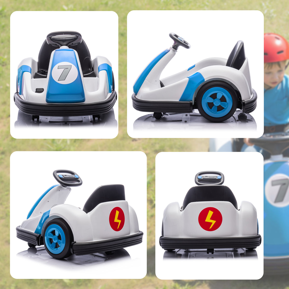 6V Kids Bumper Car with Big Wheels, Electric Car for Kids with 360-Degree Spin, Slow Start, for 37-72 M, Blue