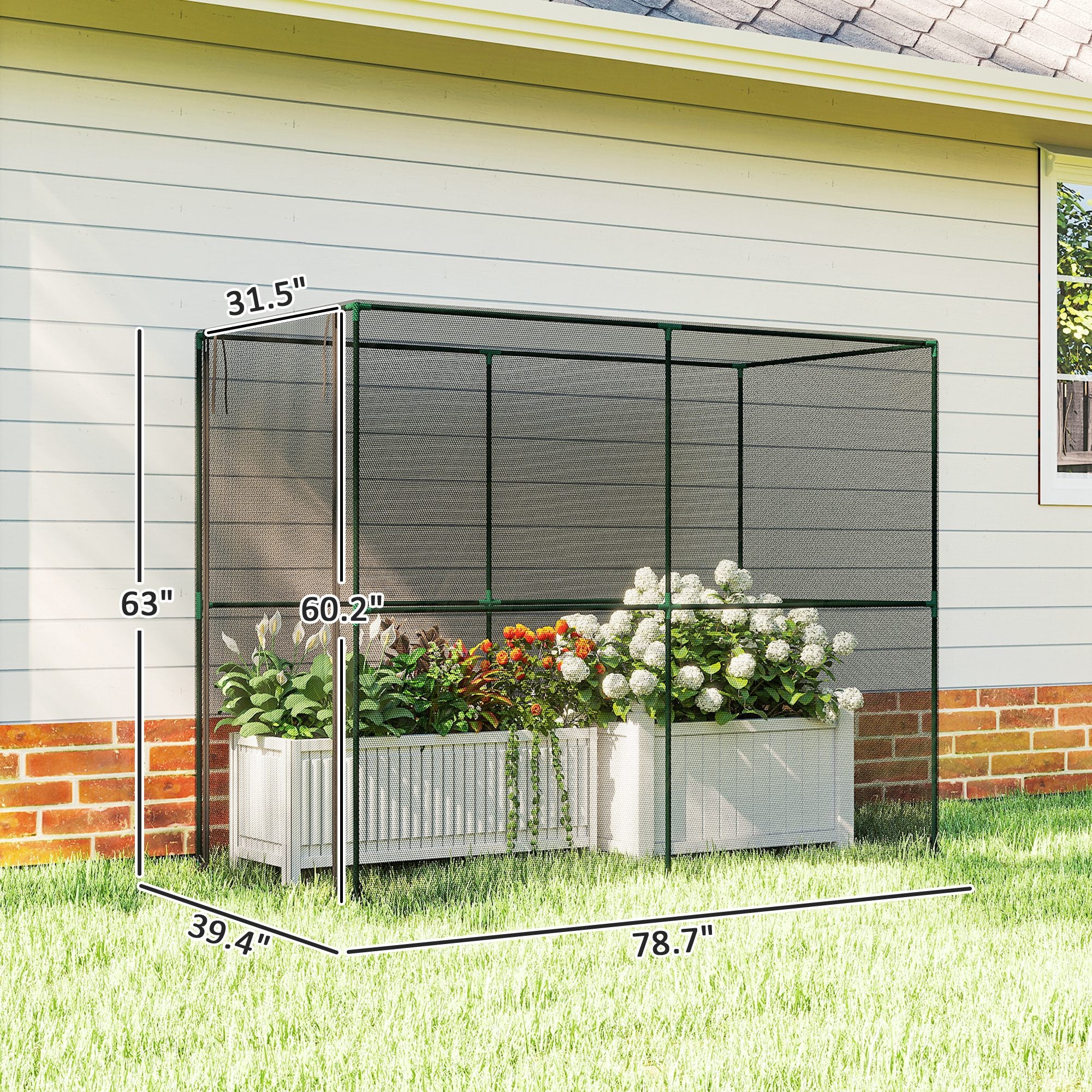 Crop Cage, Plant Protection Tent with Zippered Door, Plant Protector from Animals for Vegetables Flowers Fruits, Black - Black - Image 3