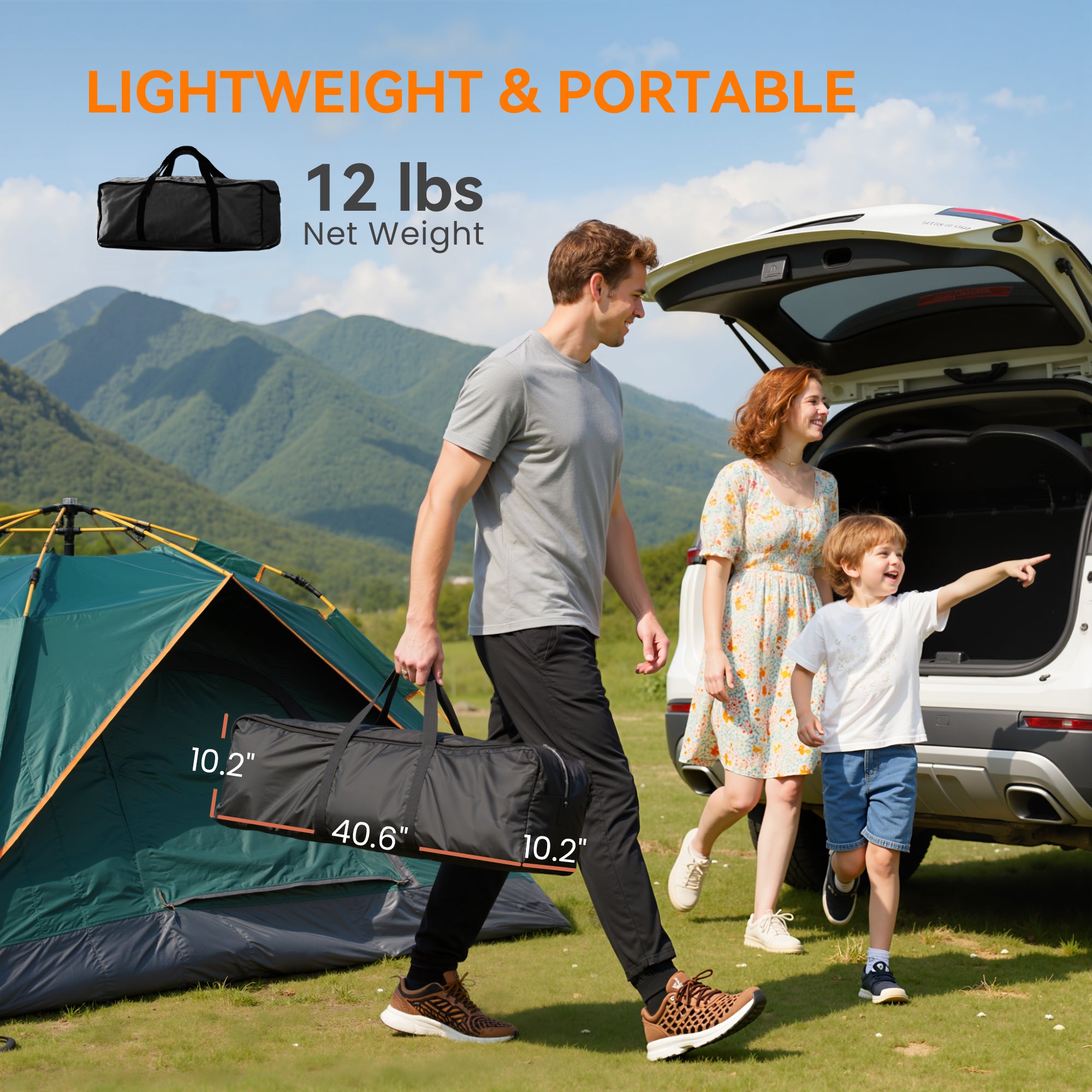 Camping Chair for Adults, Portable Folding Camping Chair with Side Pockets, Cup Holders, Carry Bag, Black and Gray