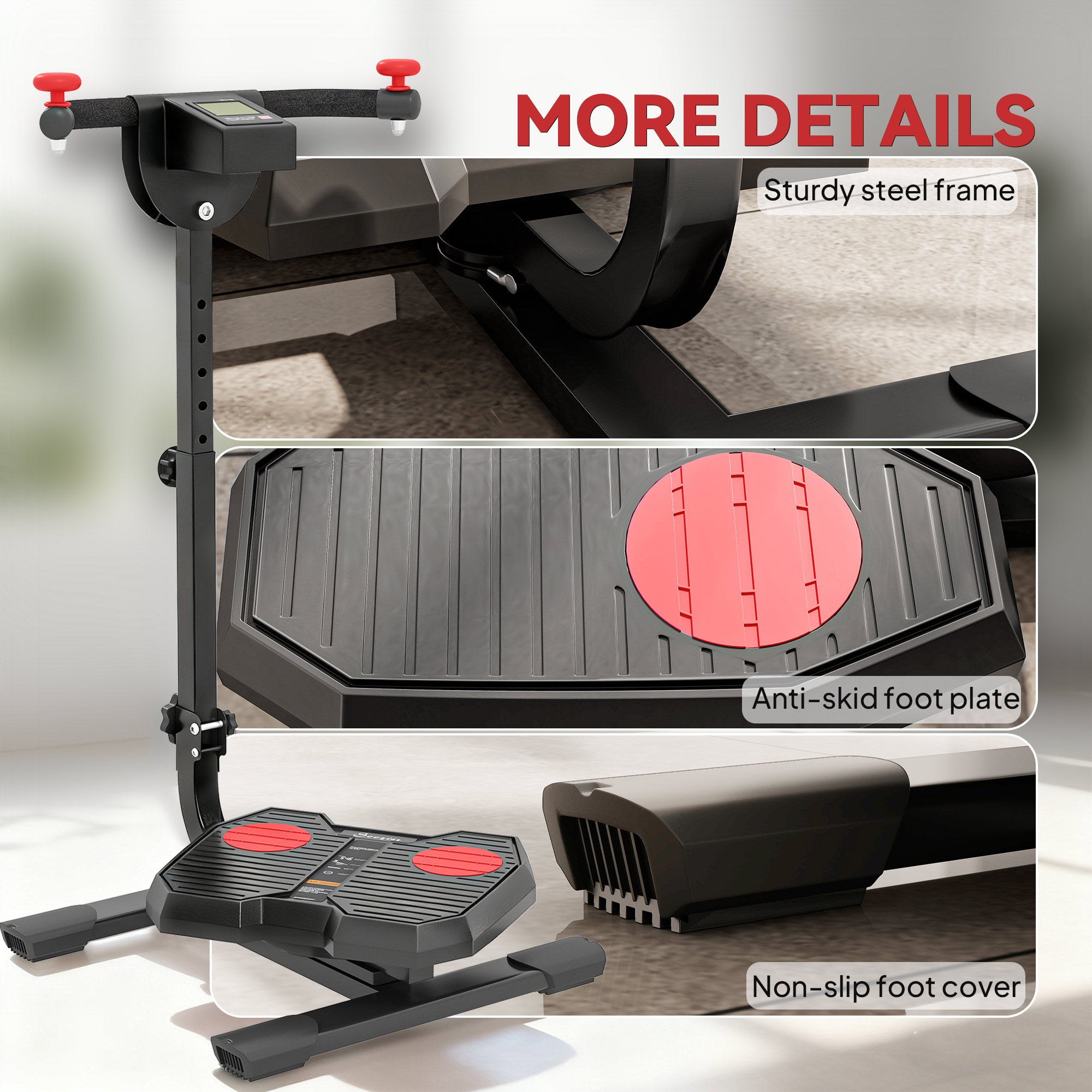 Foldable Ab Twister Board for Waist Trimming with LCD Display, Ab Workout Equipment for Women and Men, Red