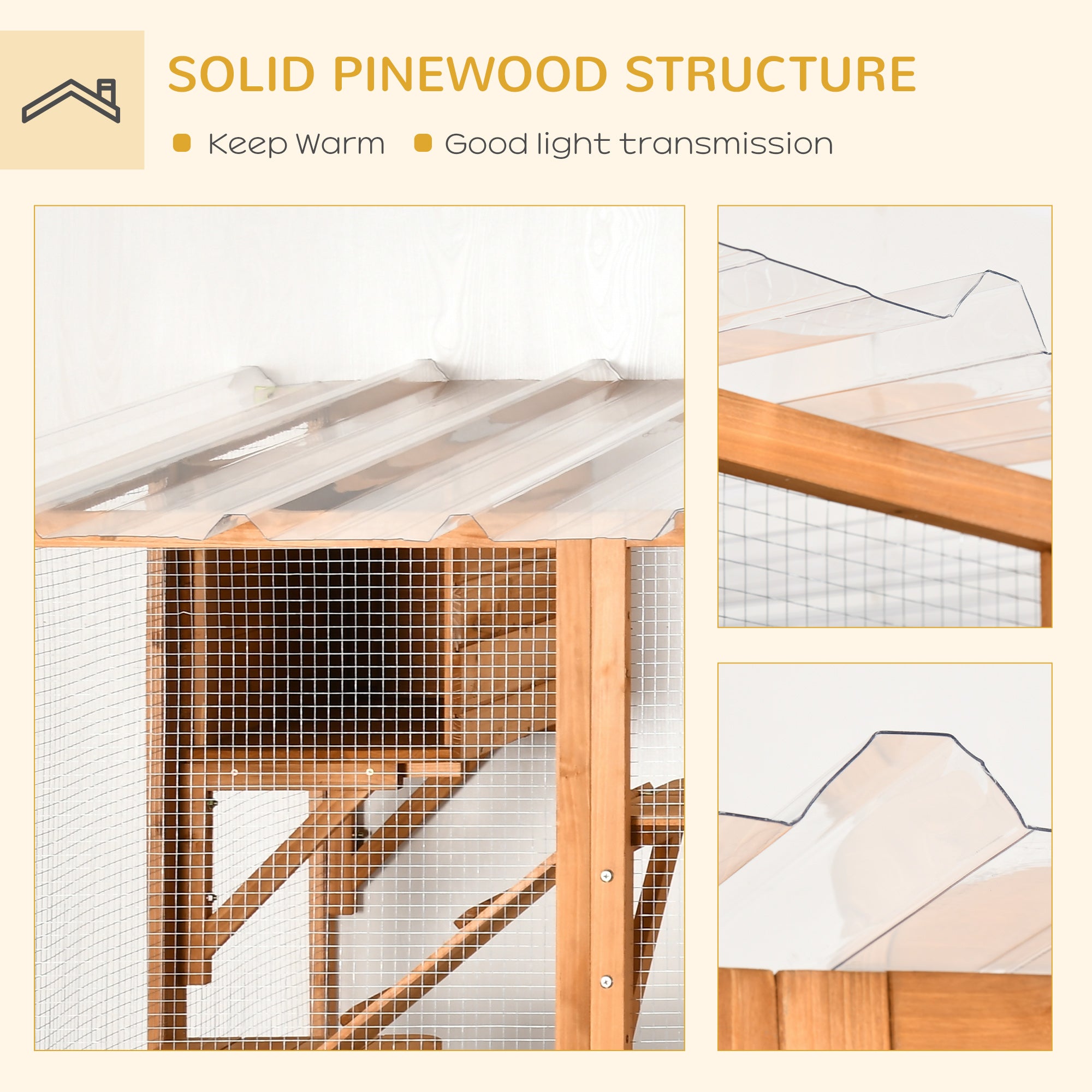Large Catio with Multiple Shelves & Bridges, Catio with Ramps, Cat Window Box Enclosure for Outdoor Use, Orange - Orange - Image 6