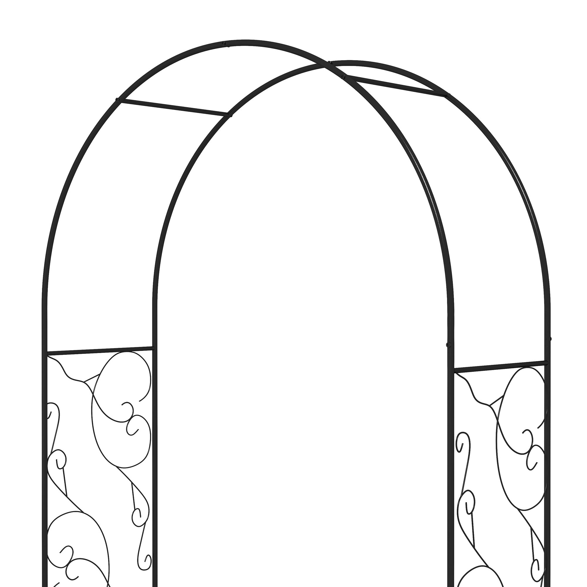 89.25" Metal Garden Arch with Gate, Garden Arbor Trellis for Climbing Plants, Roses, Vines, Wedding Arch, Black - Black - Image 8