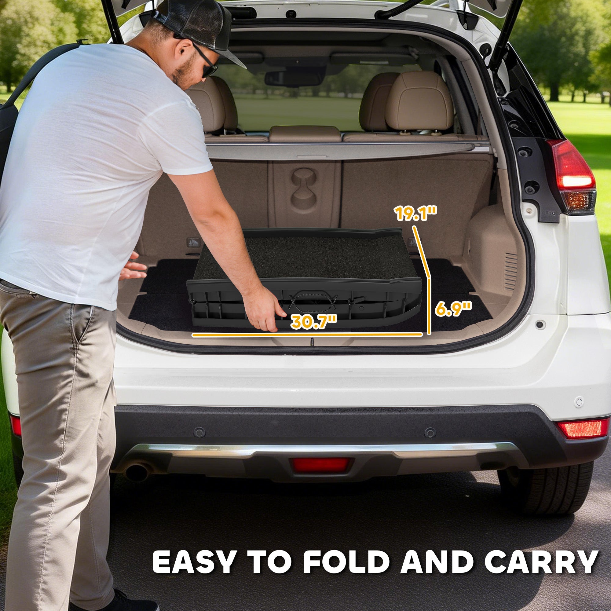 Folding Dog Ramp for Car, 61 Inches Portable Pet Ramp with Non Slip Frosted Surface, Raised Side Rails - Black - Image 4