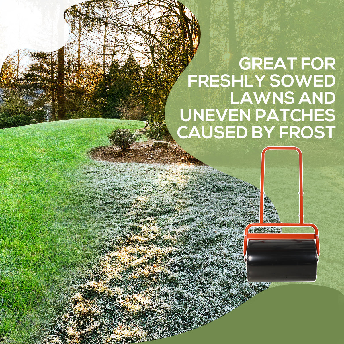20-Inch Push/Tow Behind Lawn Roller Filled with 10 Gal Water or Sand for Flattening Sod in the Garden, Red