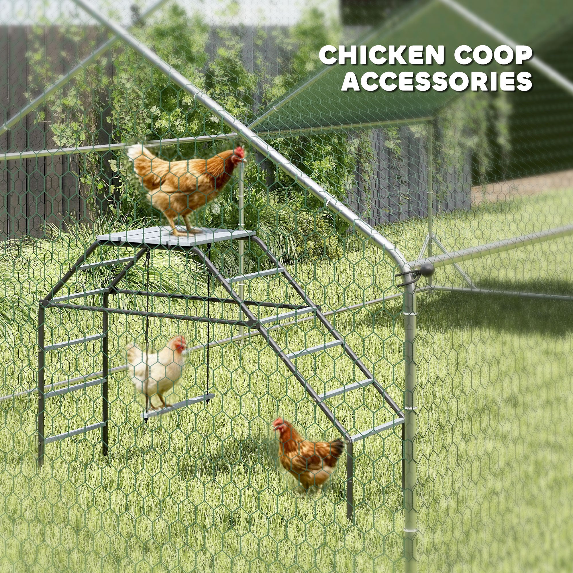 Chicken Coop Perches with Adjustable Swing, 10 Roosting Bars, for Backyard, Farm - Gray - Image 6