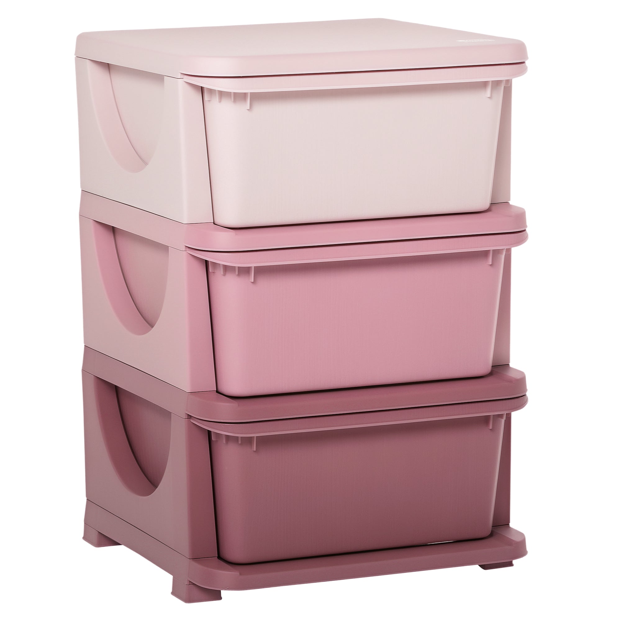 3 Tier Kids Storage Unit, 3 Drawer Chest Toy Organizer Plastic Bins for Kids Bedroom Nursery Kindergarten Living Room for Boys Girls Toddlers, Pink